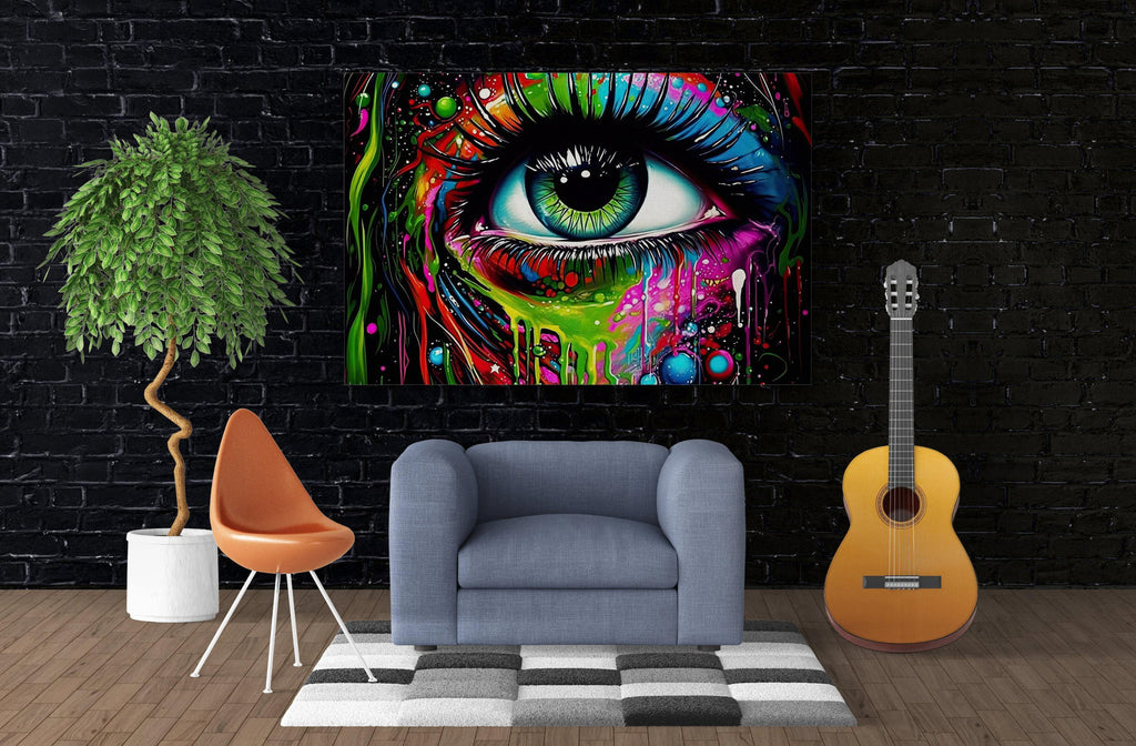 Psychedelic Eye Canvas – Trippy Eye Painting on Vibrant Gallery Ready Canvas Print