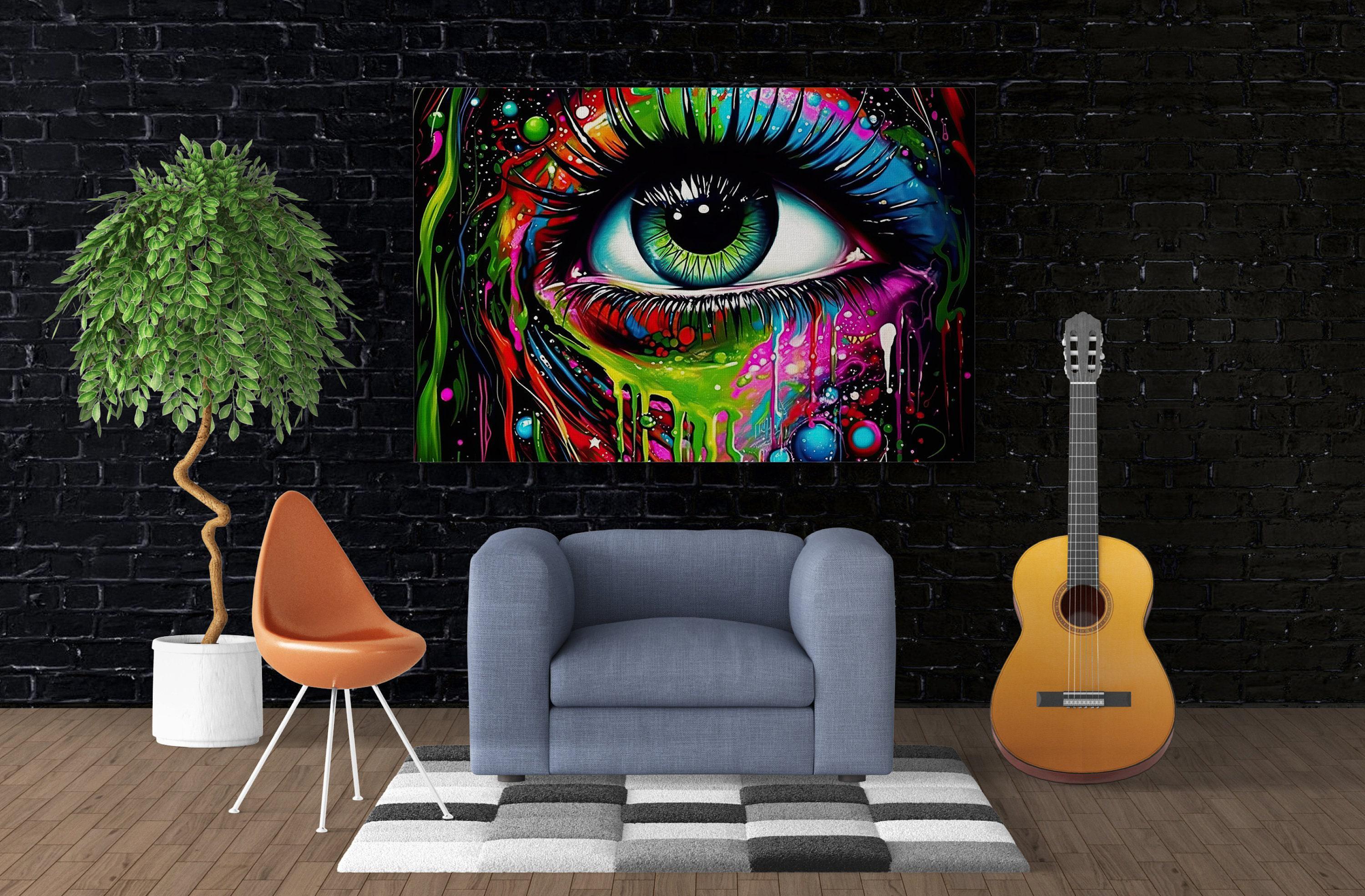 Psychedelic Eye Canvas – Trippy Eye Painting on Vibrant Gallery Ready Canvas Print