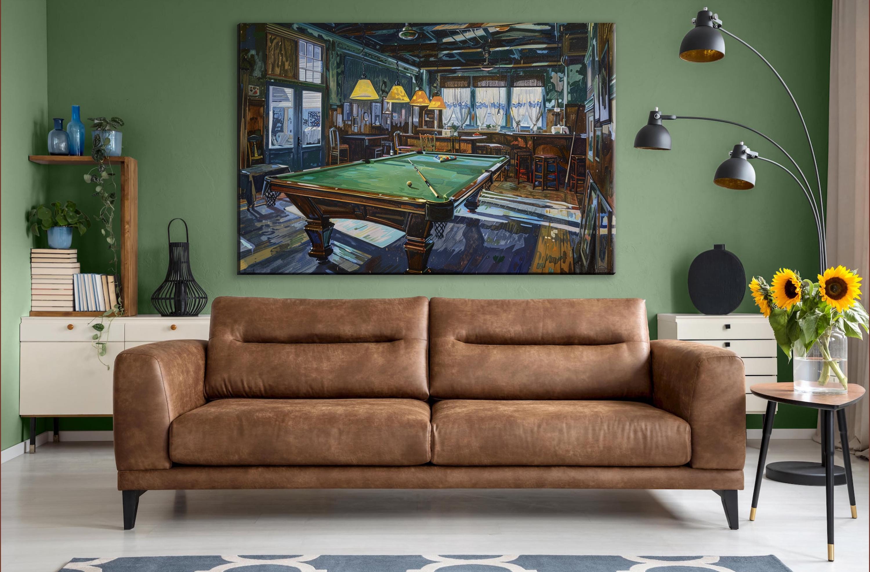Vintage Billiards Canvas – Gallery Wrapped Pool Hall Wall Art | Extra Large Giclée Print