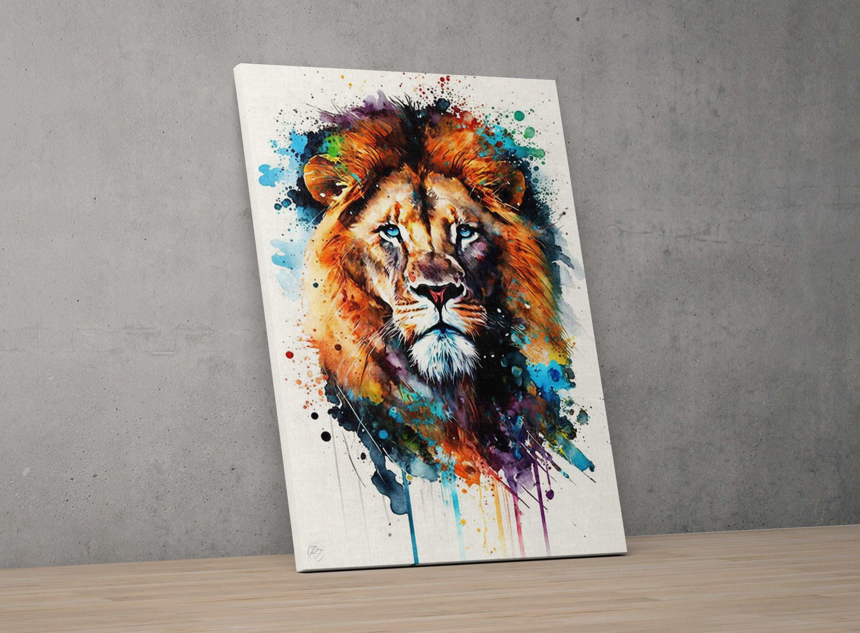 Savannah King: Watercolor Lion Wall Decor Print, Giclee Print on Canvas, Artist Paper, Watercolor Paper, Available in Extra Large Sizes