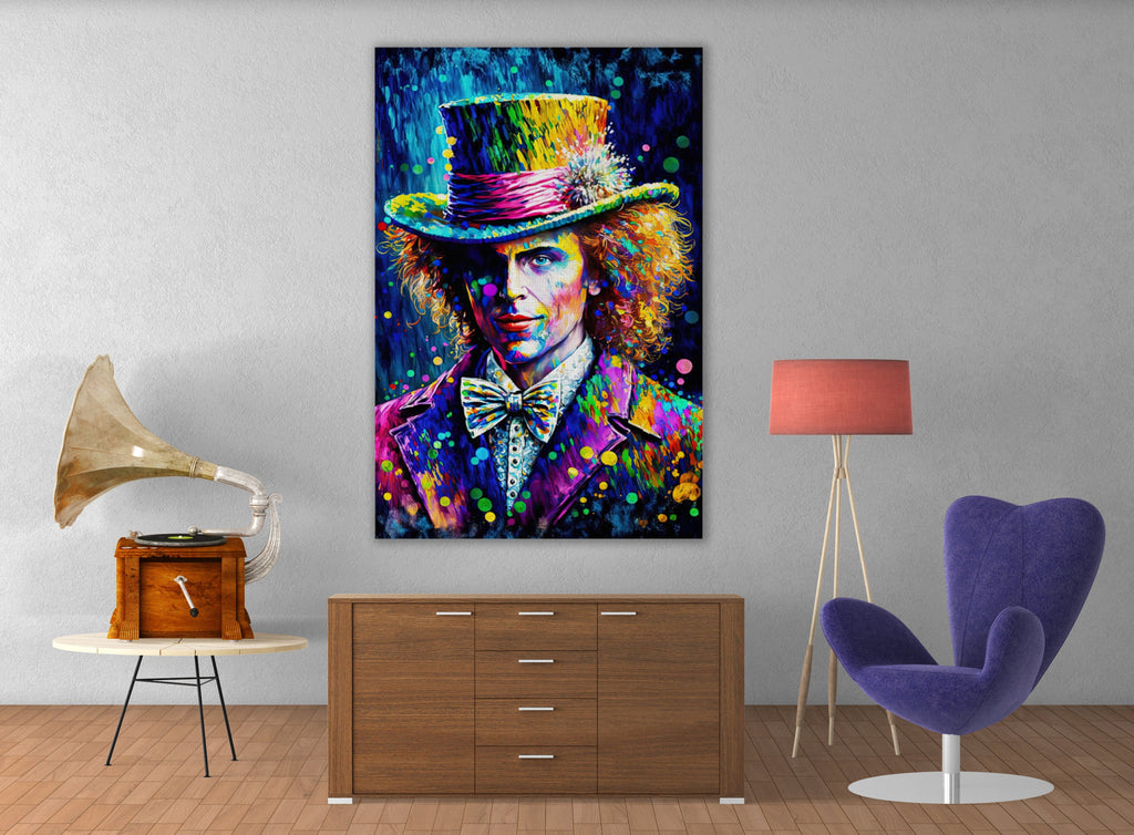 Mad Hatter Wall Art – Vibrant Fantasy Painting on Gallery Ready Canvas Print