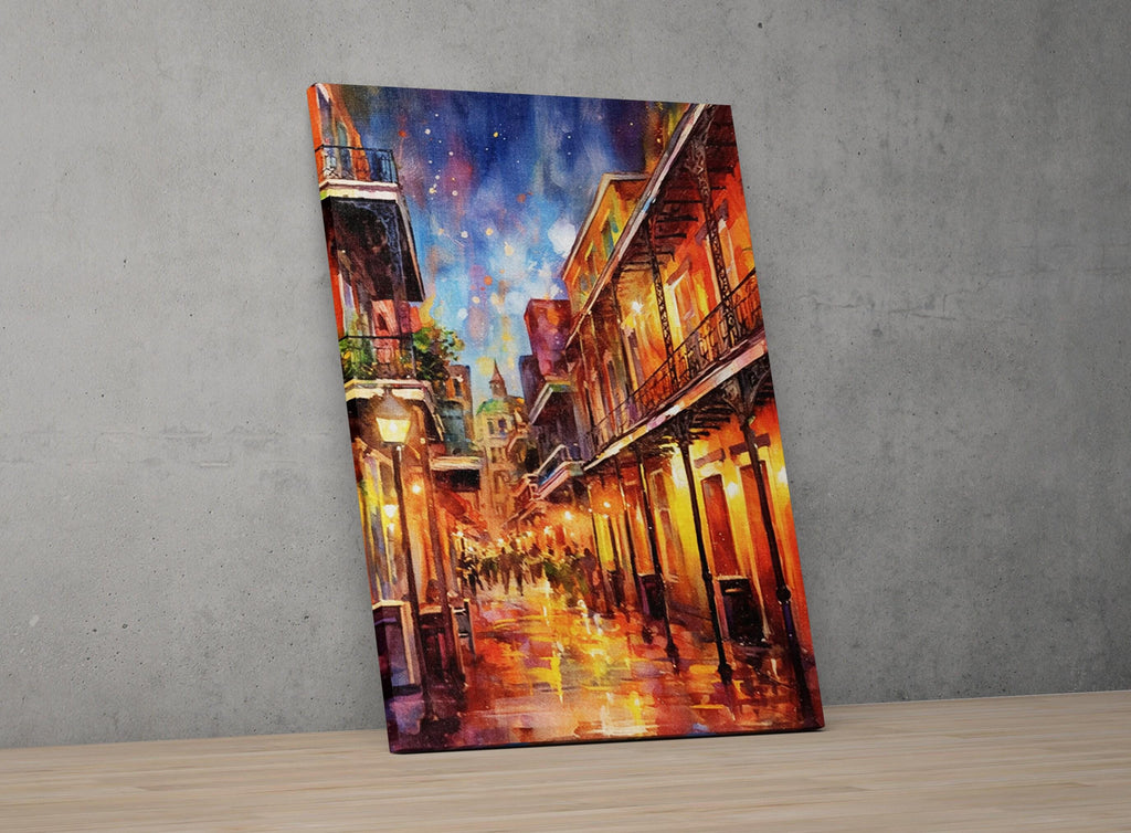 Bourbon Street Lights Watercolor – NOLA Wall Art, Giclee Print on Canvas, Artist Paper, Watercolor Paper, Available in Extra Large Sizes