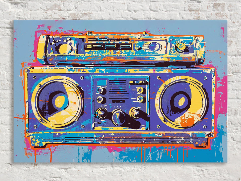 Retro Boombox Wall Art - Pop Art Canvas Print | Extra Large Gallery Wrapped Canvas