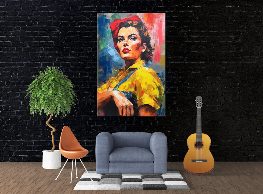 Rosie the Riveter Canvas | Iconic Feminist Wall Art - Large Empowering Print