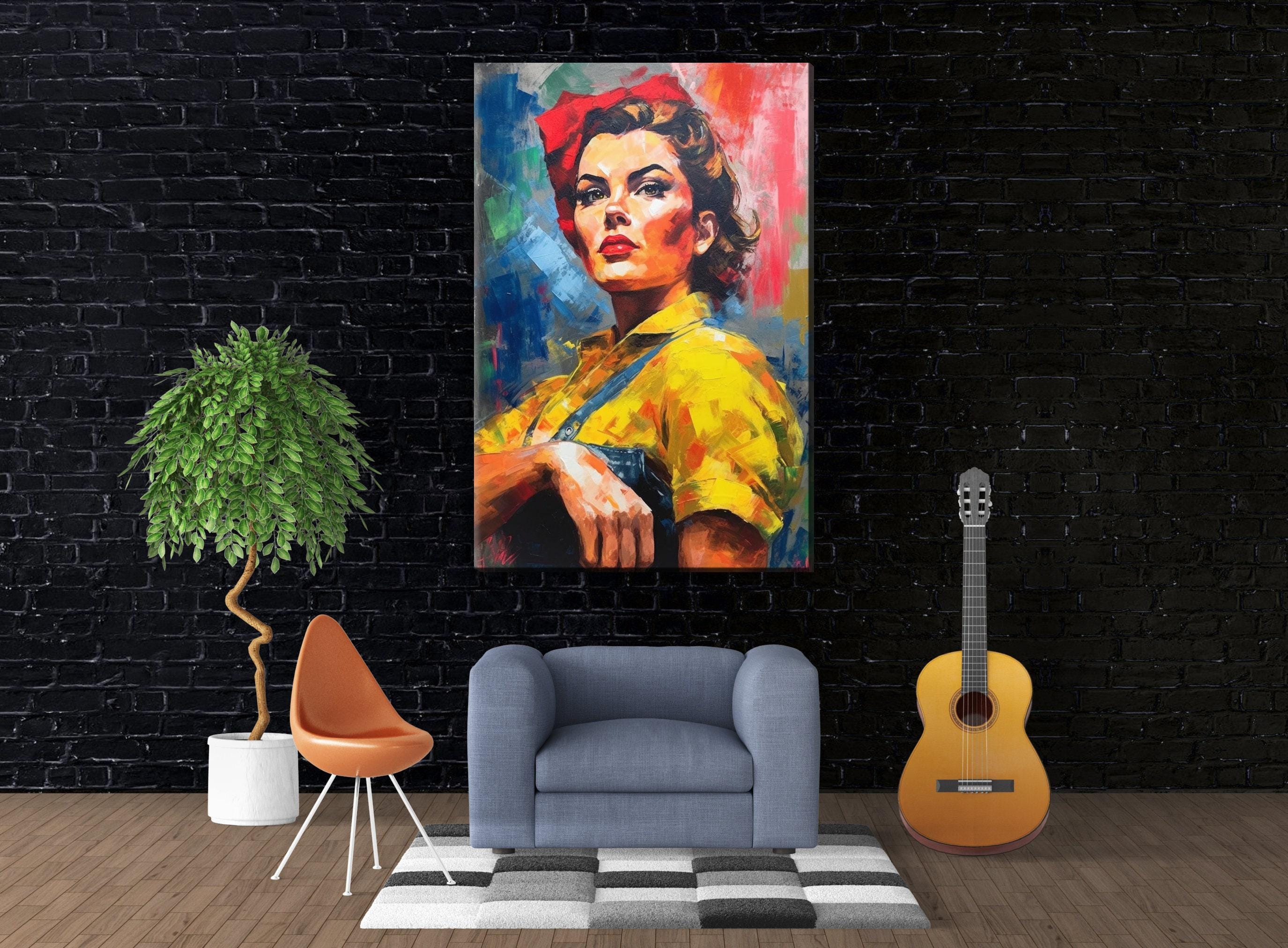Rosie the Riveter Canvas | Iconic Feminist Wall Art - Large Empowering Print