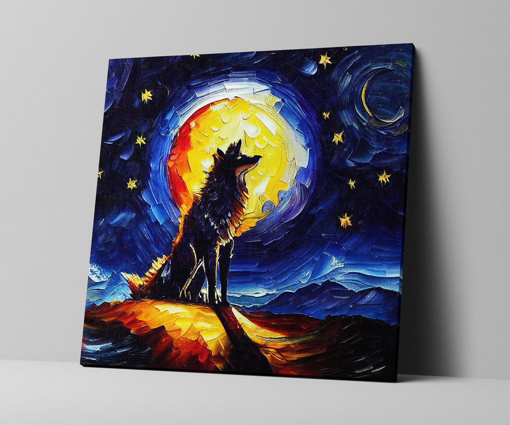 Wolf Canvas Print – Modern Impressionism Art | Vibrant Oil Painting, Gallery Ready Canvas