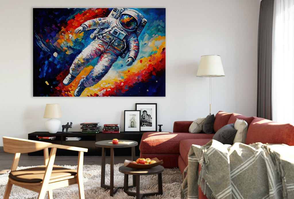 Astronaut Wall Art – Large Canvas Print | Cosmic Space Painting Decor, Ready to Hang