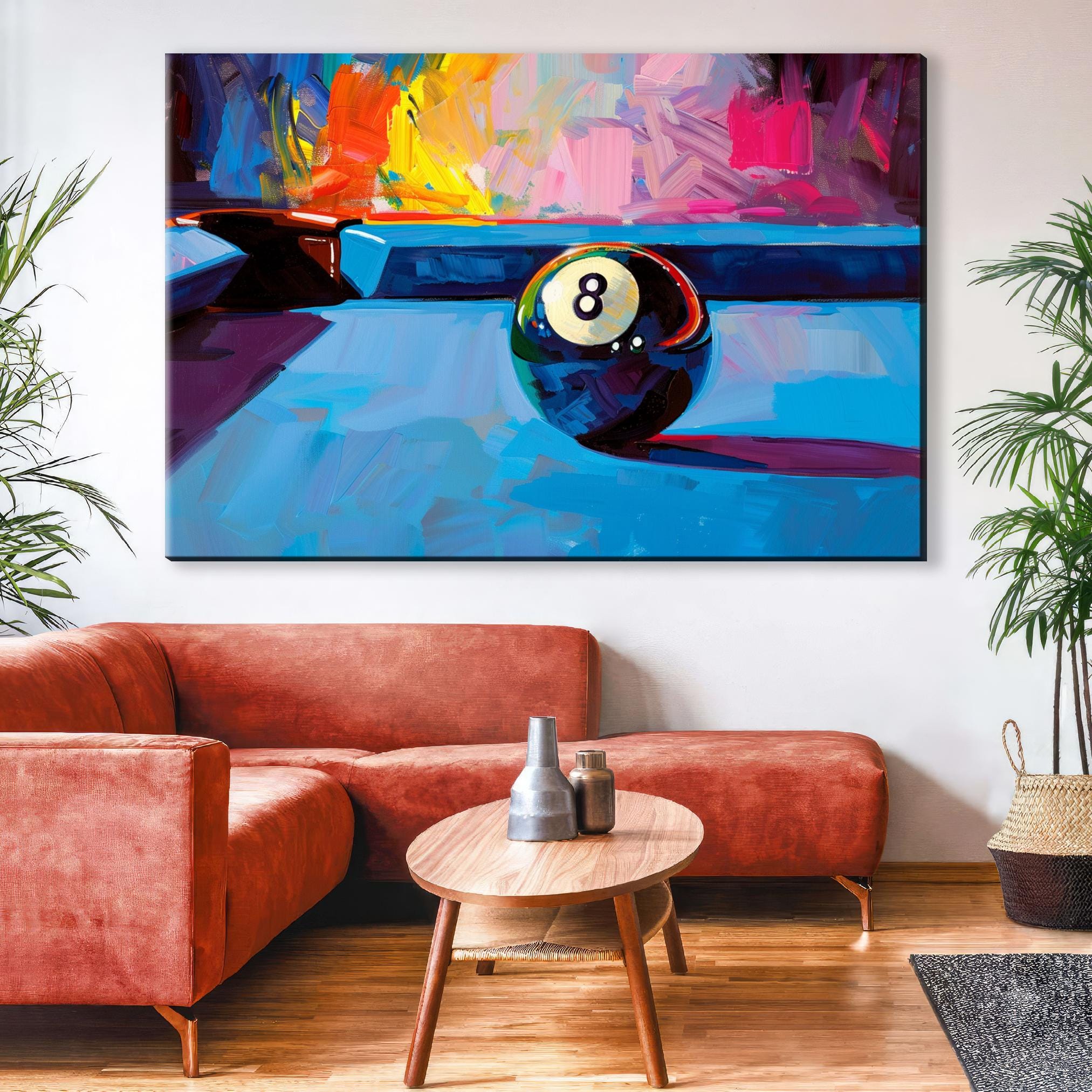 8 Ball Painting – Vintage Pool Art | Gallery Wrapped Canvas | Extra Large Man Cave Wall Art