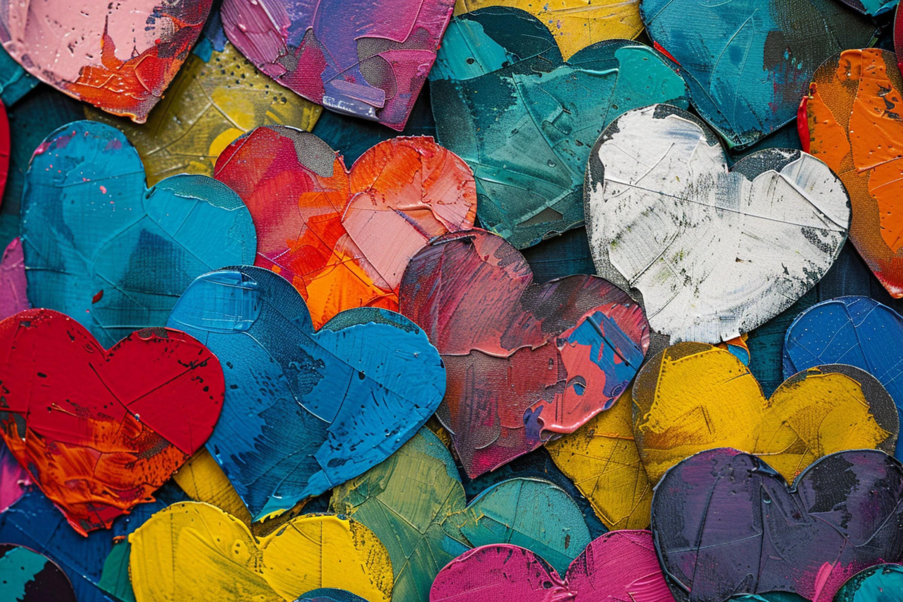 Colorful Heart Canvas - Large Canvas Prints | Vibrant Heart Painting, Ready to Hang Art