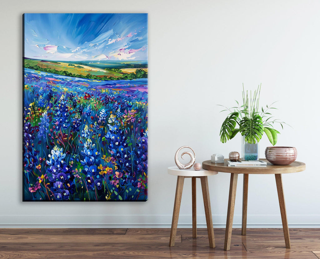 Texas Bluebonnet Canvas - Large Gallery Wrapped Canvas Art | Western Wall Art Decor