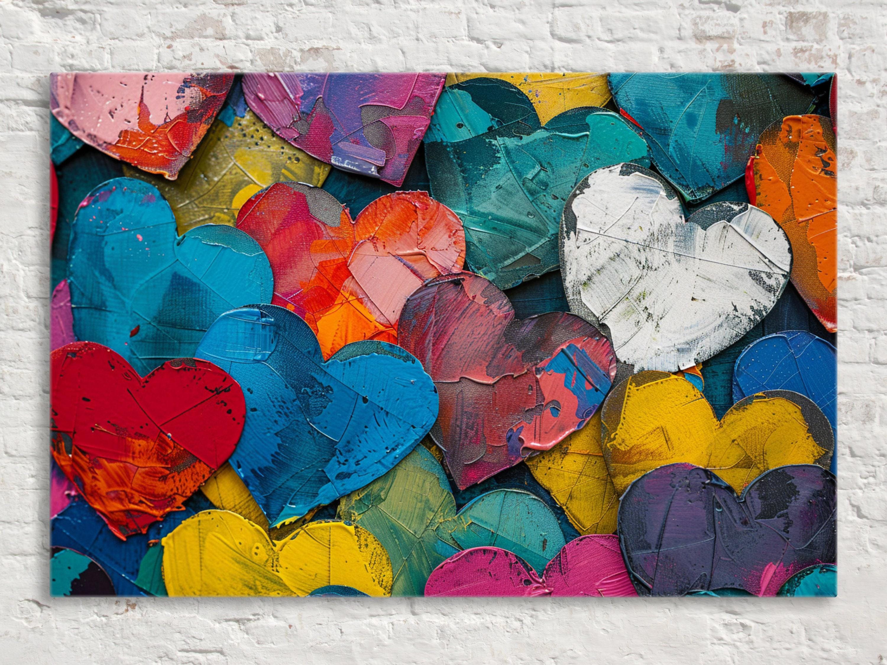 Colorful Heart Canvas - Large Canvas Prints | Vibrant Heart Painting, Ready to Hang Art