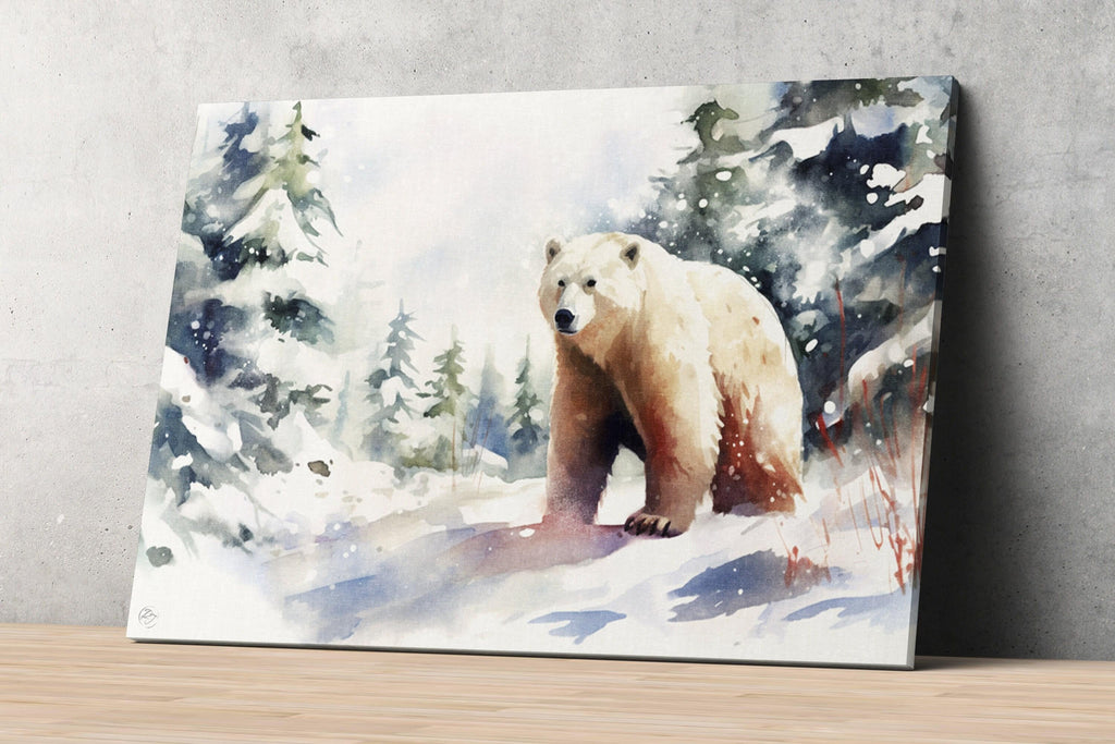 Arctic Majesty: Polar Bear Watercolor - Giclee Print on Canvas, Artist Paper, Watercolor Paper, Available in Extra Large Sizes