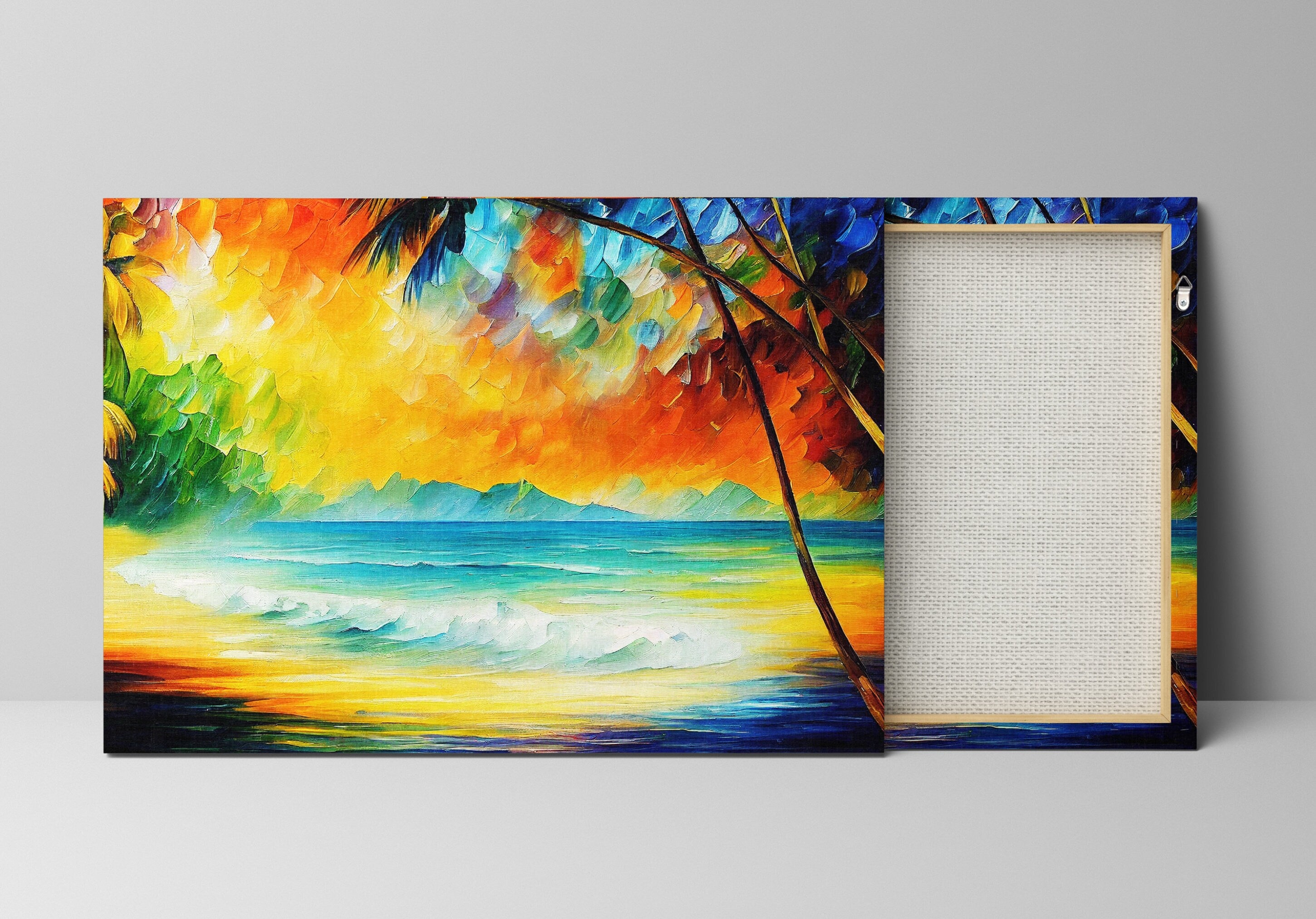 Beach Canvas Art - Vibrant Tropical Wall Canvas With Wooden Frame | Gallery Ready