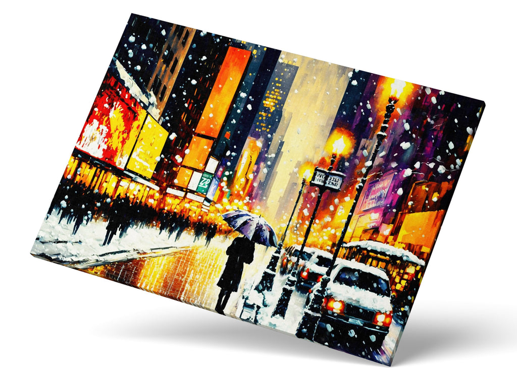 Times Square Canvas Print – Vibrant NYC Winter Art on Gallery Ready Wooden Frame
