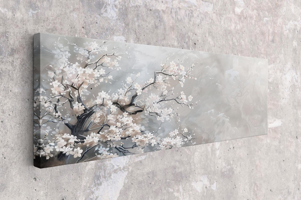 a painting of a tree with white flowers