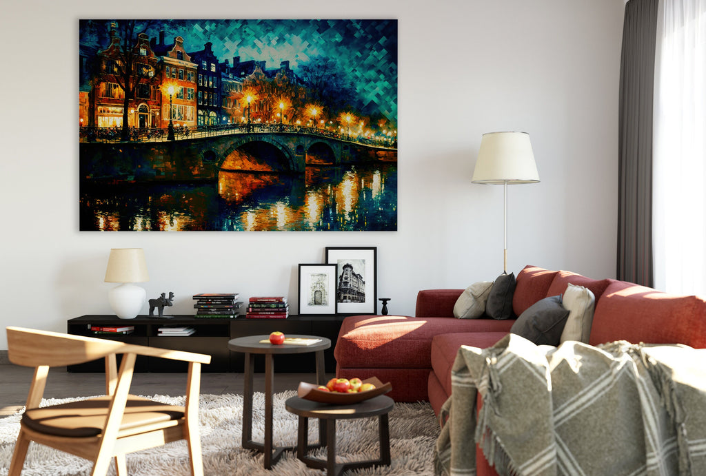 Amsterdam Canvas Art - European Cityscape Print | Bridges of Amsterdam Wall Decor