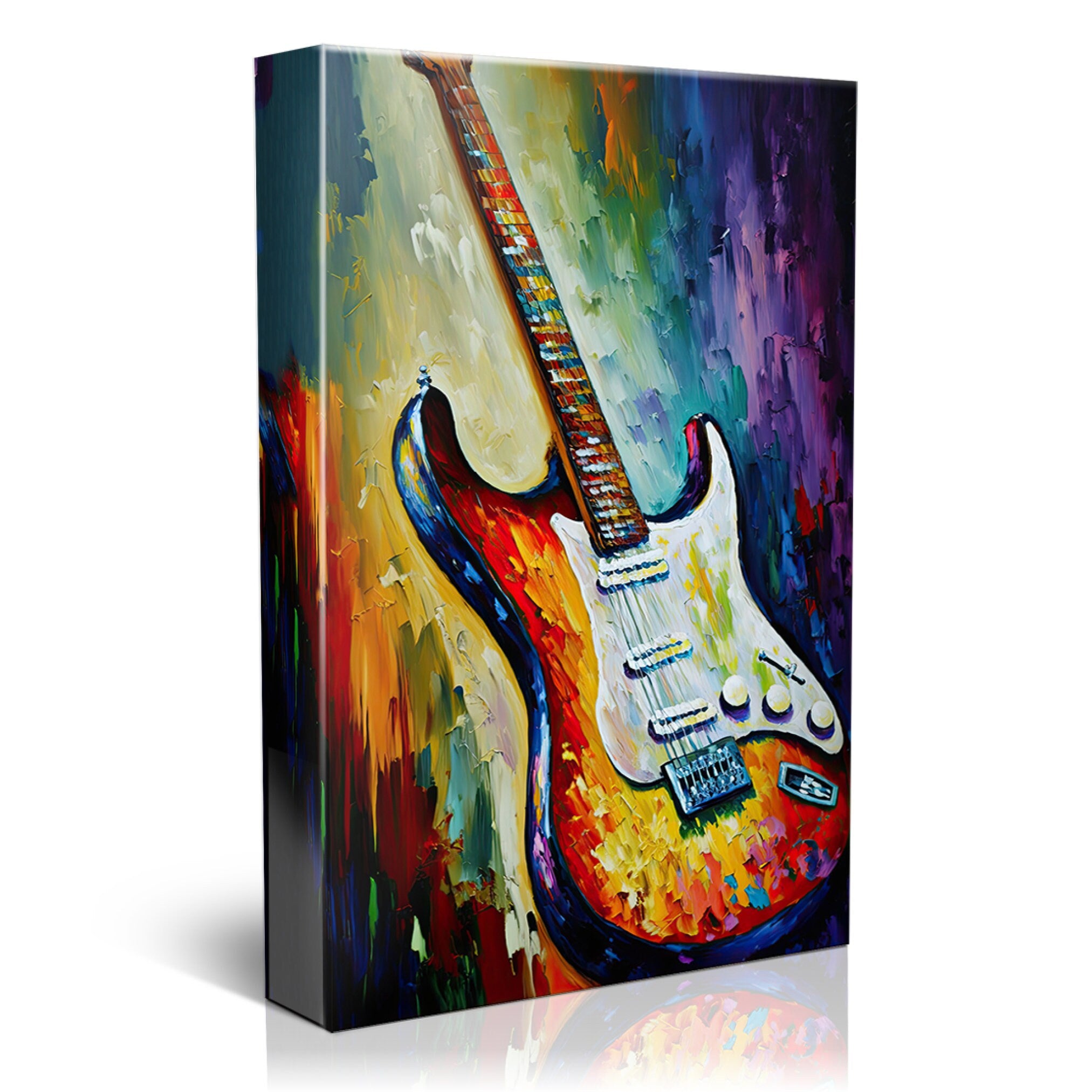 Electric Guitar Canvas Art – Colorful Fender Guitar Print with Scratch Resistant Coating