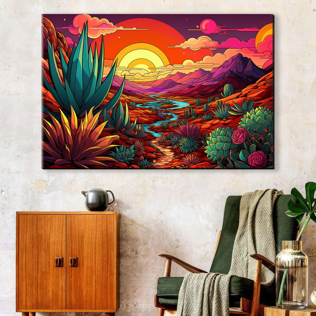 Agave Desert Art – Large Canvas Print | Vibrant Southwest Landscape Painting