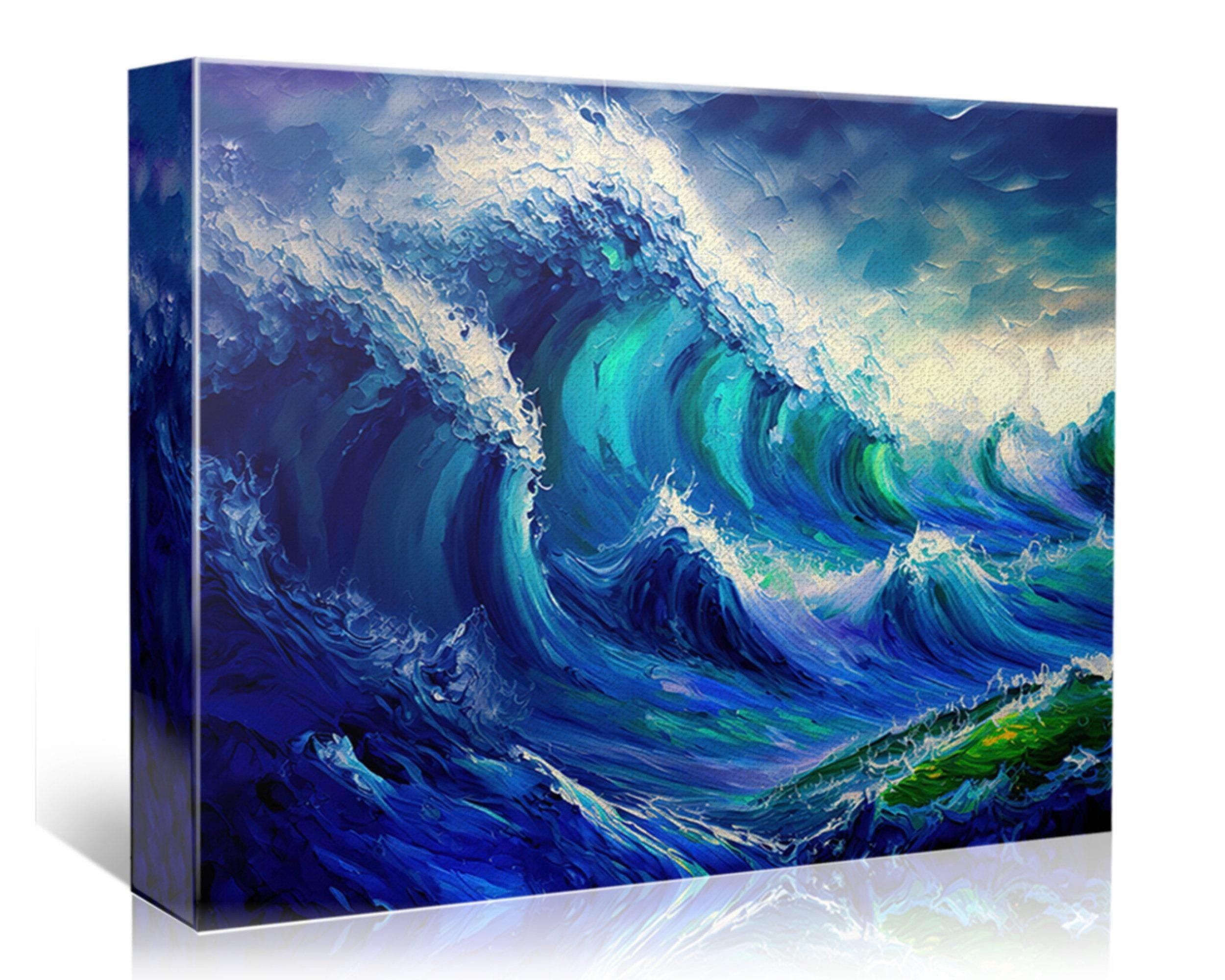 Blue Ocean Wave Canvas – Vibrant Wave Artwork | Nautical Home Decor