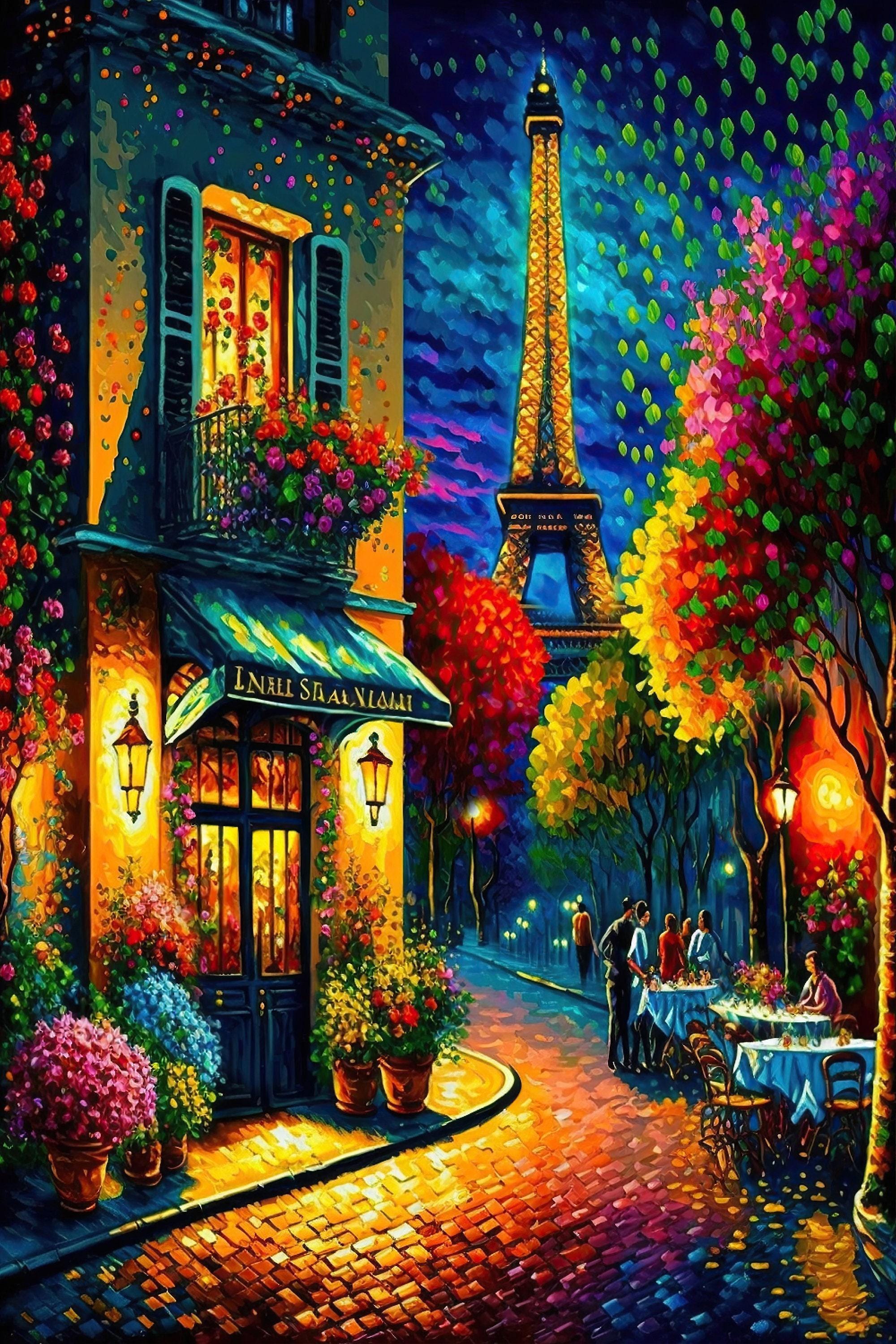 Paris Eiffel Tower Painting – Vibrant Paris Cityscape Print | Gallery Ready Canvas Art