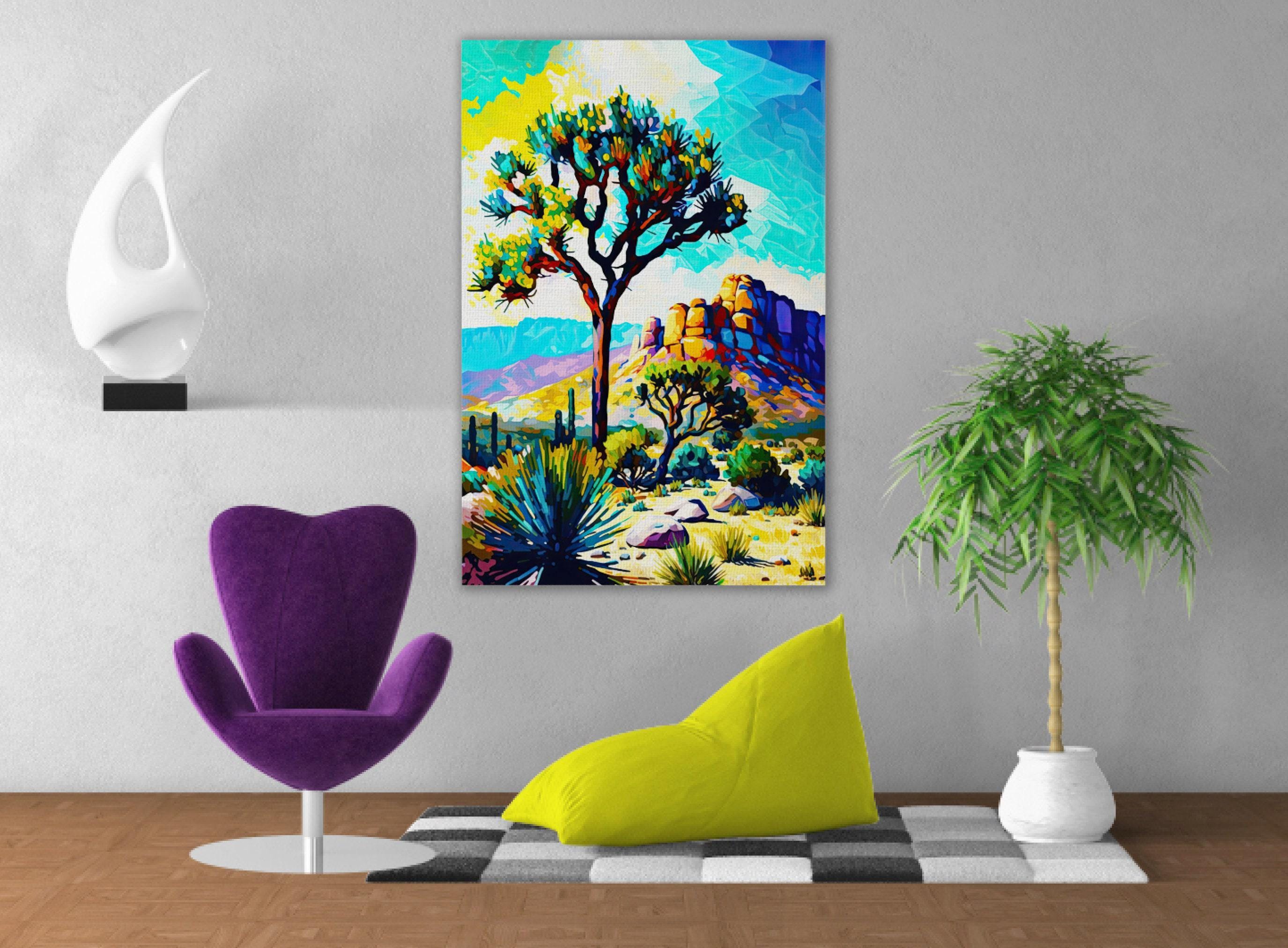 Joshua Tree Canvas Print – Southwest Landscape Painting | Vibrant Desert Art On Wood Frame