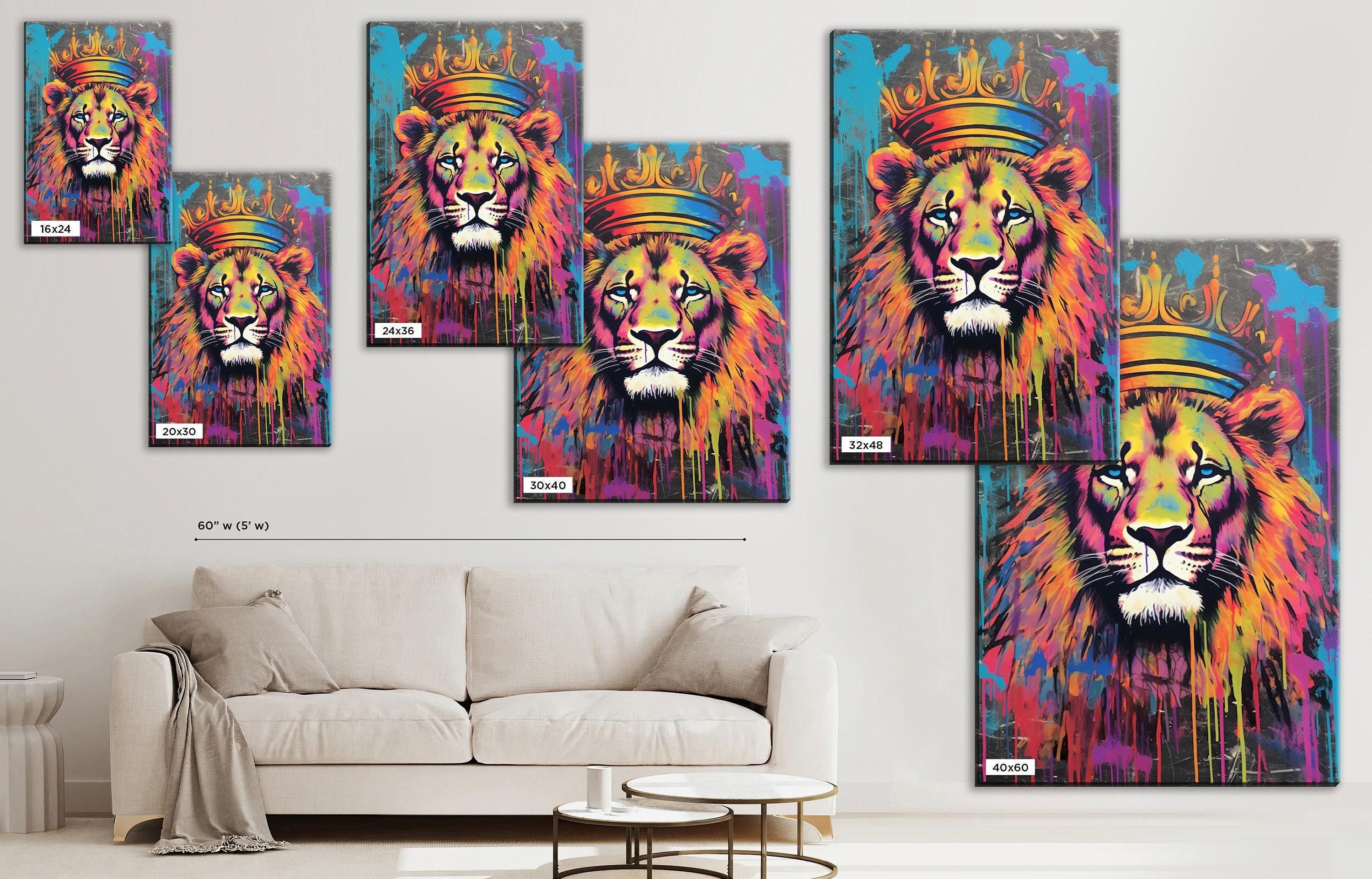 Lion Canvas Wall Art – Large Canvas Art | Spraypaint Graffiti Urban Wall Decor