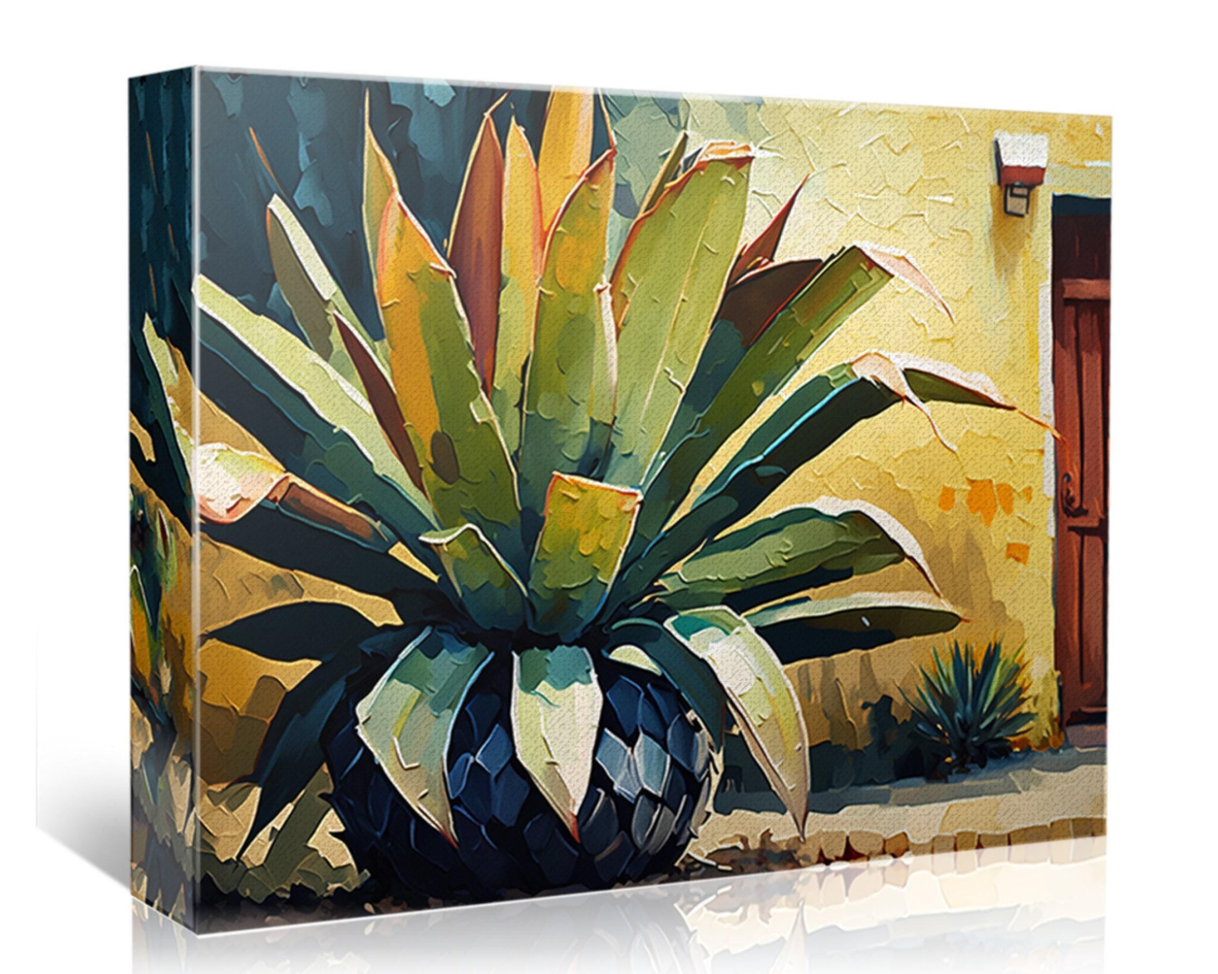 Agave Cactus Art Print - Southwestern Home Decor | Gallery Wrapped Canvas, Ready to Hang