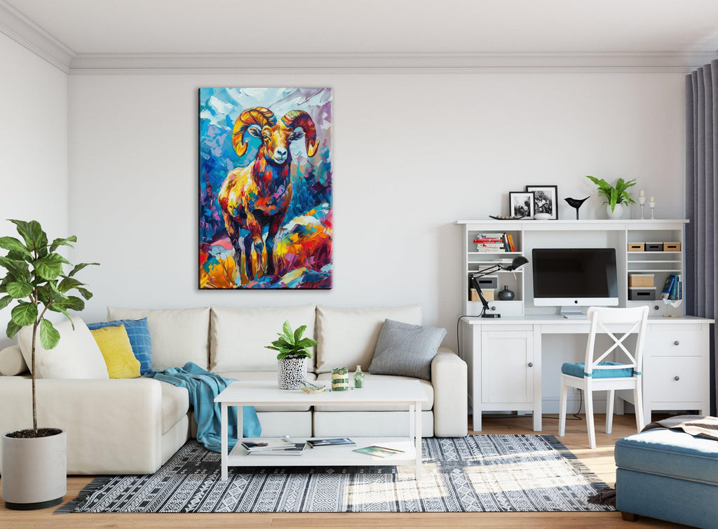 Bighorn Sheep Artwork – Southwest Art Print on Gallery Wrapped Canvas, Ready to Hang