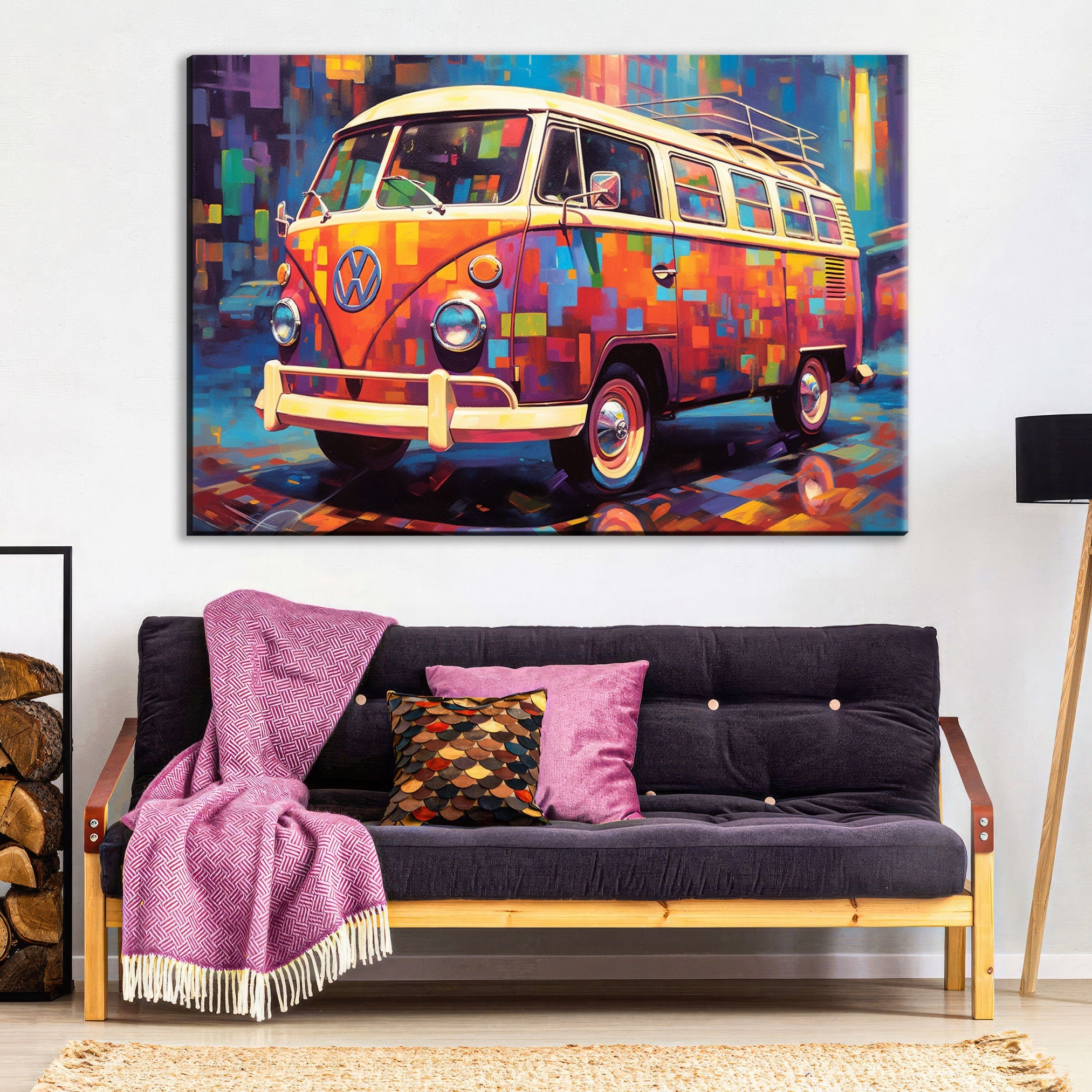 VW Bus Canvas Print - Classic Volkswagen Art | Large Gallery Wrapped Canvas