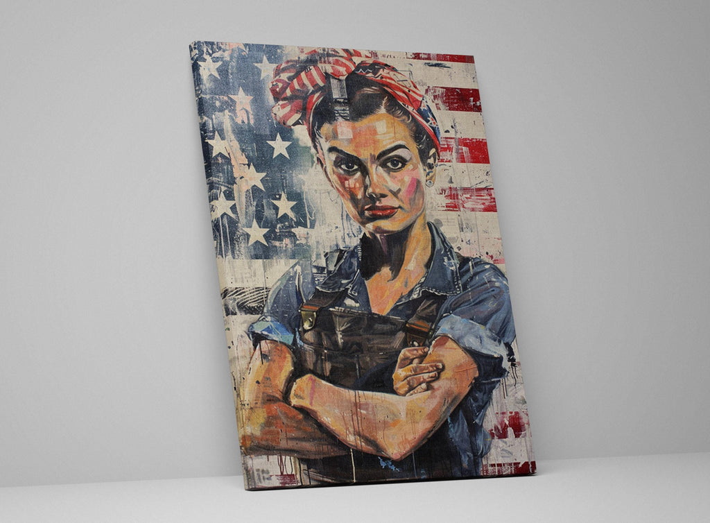 Rosie the Riveter Art – Feminist Wall Art Large Canvas Print, Ready to Hang