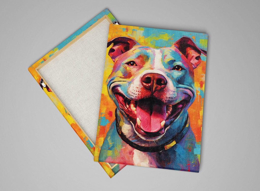 Pitbull Dog Canvas - Large Canvas Print With Vibrant Pop Art Dog Wall Art
