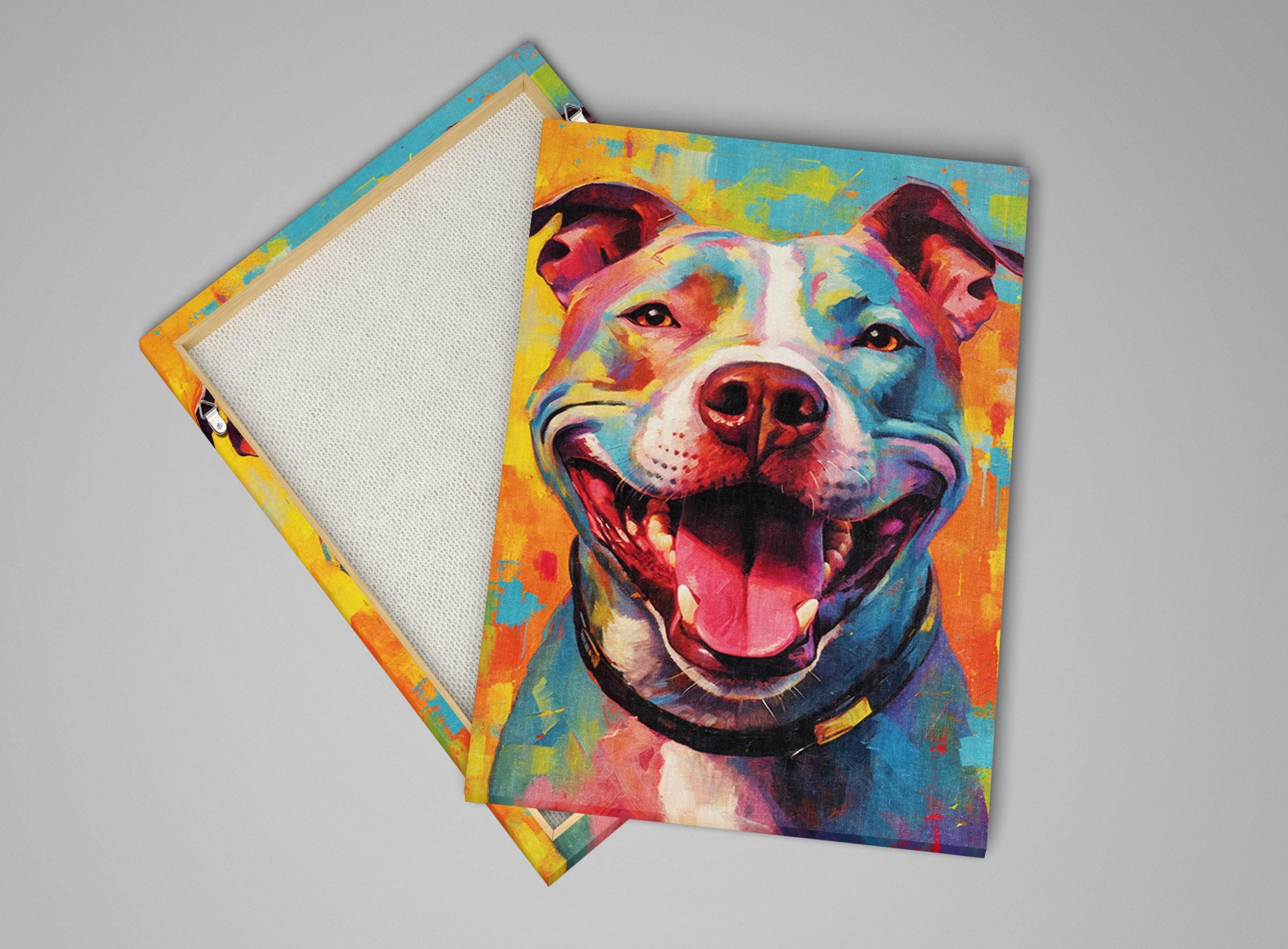 Pitbull Dog Canvas - Large Canvas Print With Vibrant Pop Art Dog Wall Art