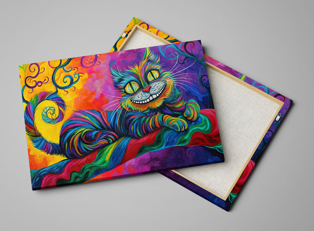 Cheshire Cat Painting – Gallery Wrapped Canvas | Fantasy Wall Art, Extra Large