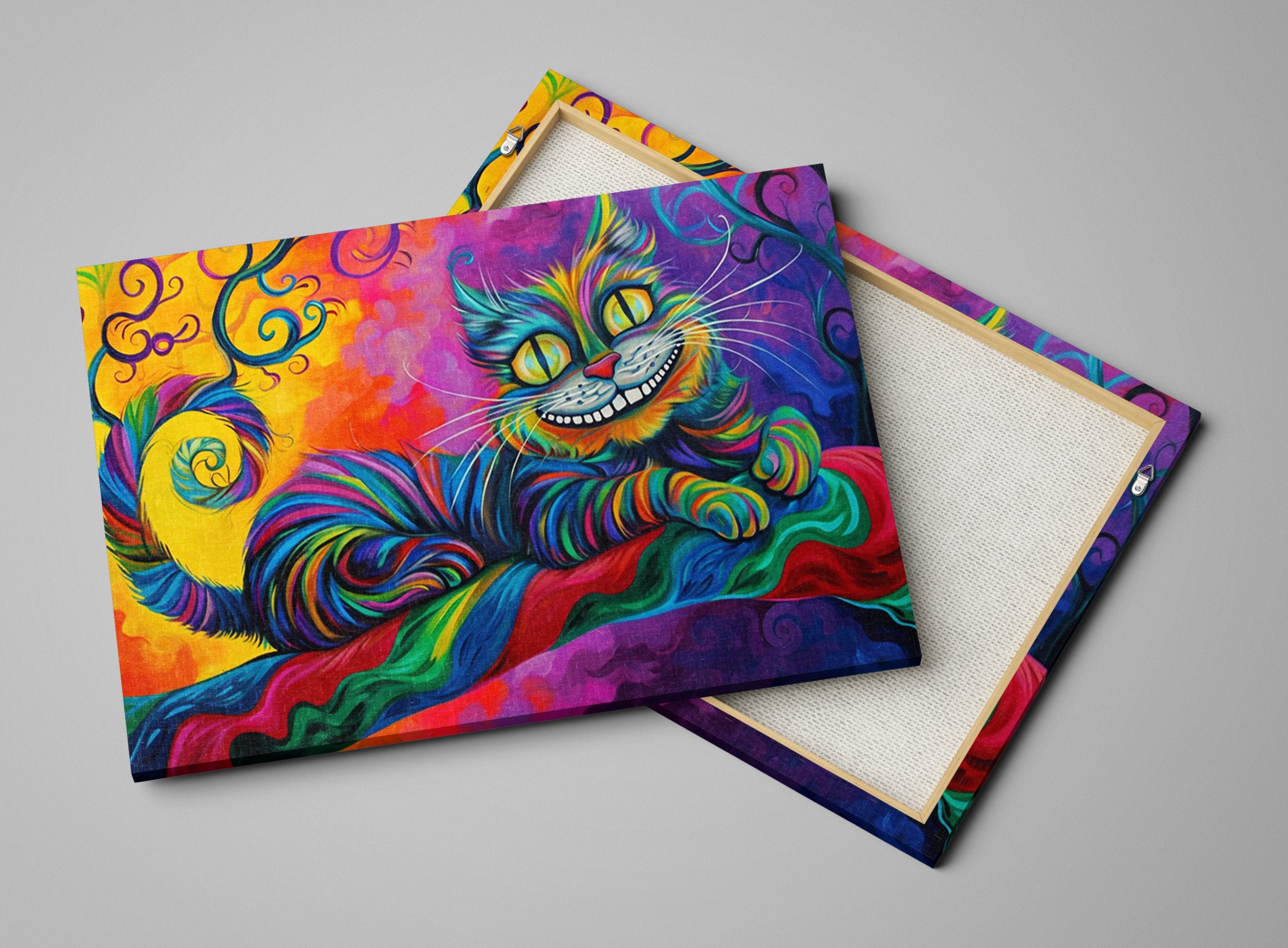 Cheshire Cat Painting – Gallery Wrapped Canvas | Fantasy Wall Art, Extra Large