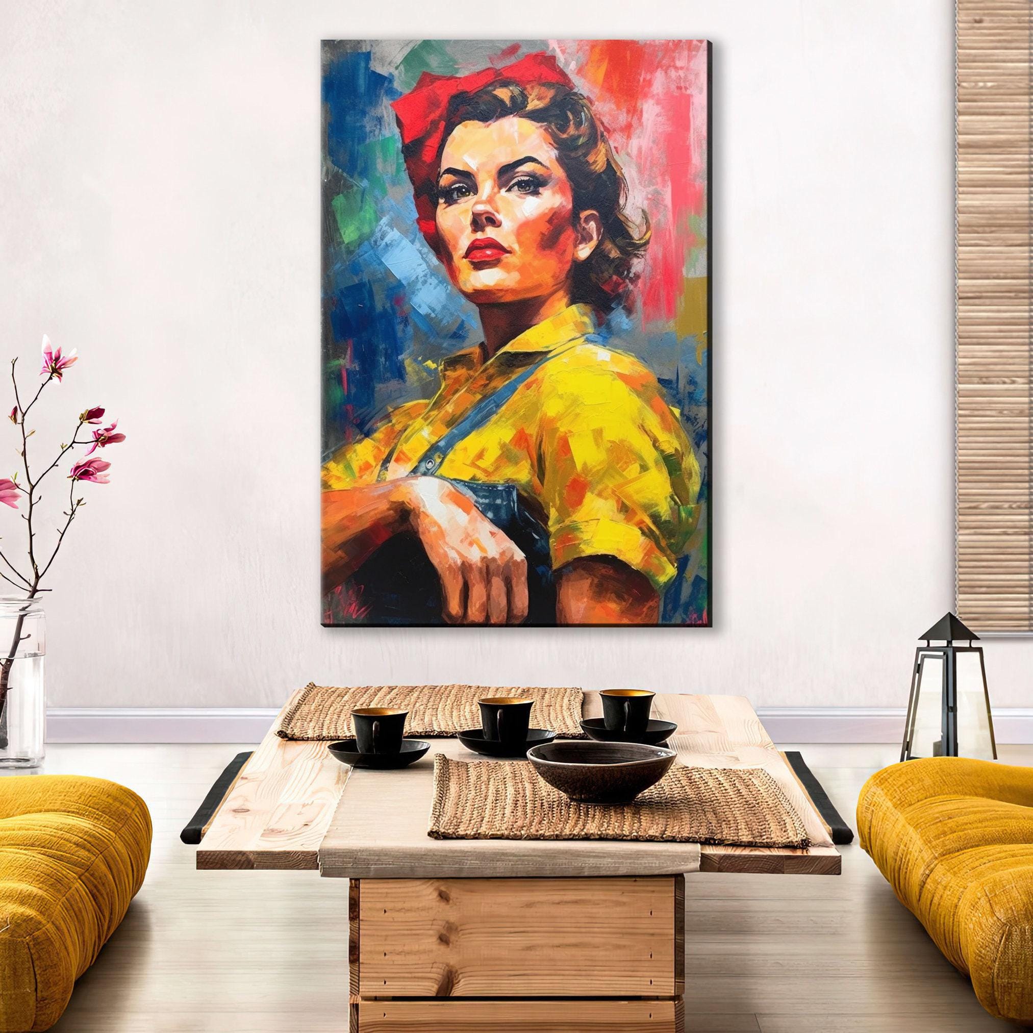 Rosie the Riveter Canvas | Iconic Feminist Wall Art - Large Empowering Print