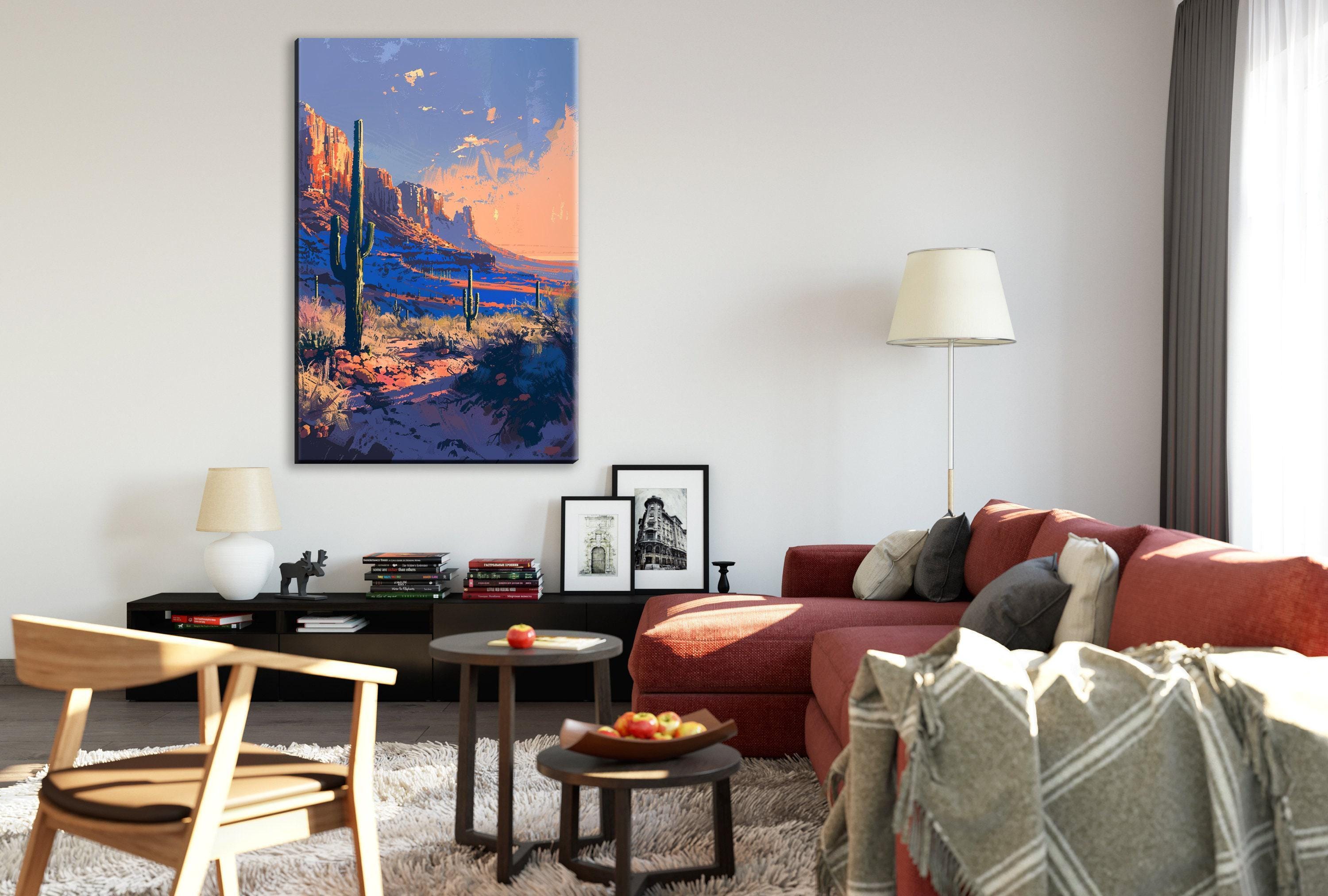 Saguaro Sunset Wall Art - Southwest Desert Landscape Large Canvas Print, Gallery Wrapped