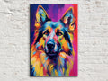 German Shepherd Painting - Large Canvas Wall Art | Colorful Dog Artwork, Giclee Print
