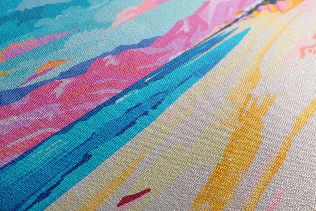 Panoramic Beach Wall Art - Oversized Canvas Art, Pink Blue Pastel Coastal Decor