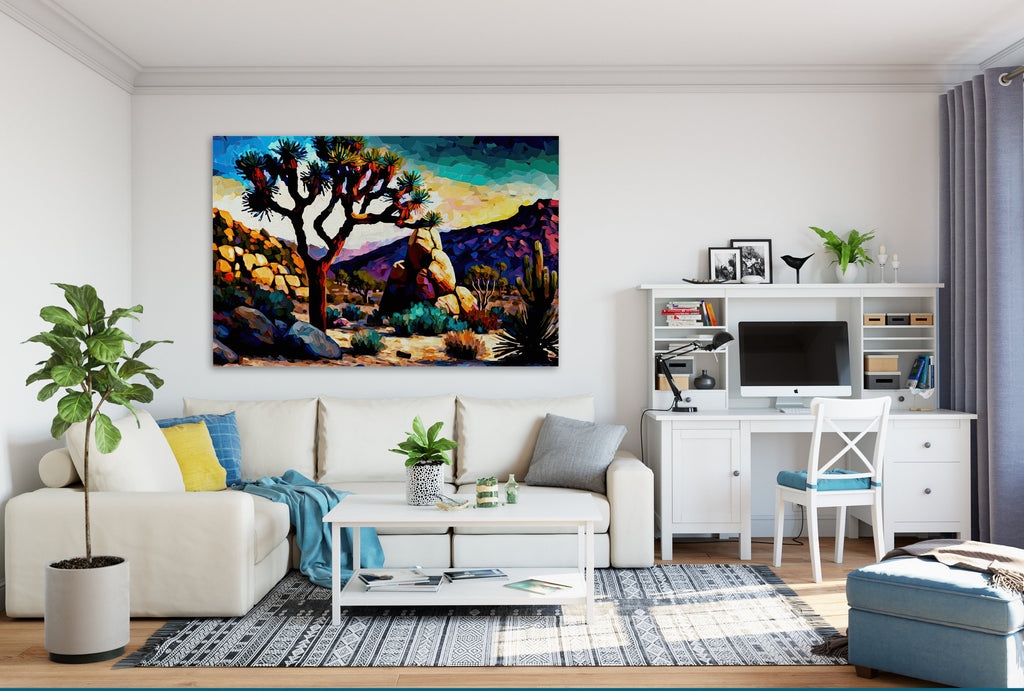 Desert Landscape Canvas - Southwestern Scenery Print | Joshua Tree Artwork, Gallery Ready