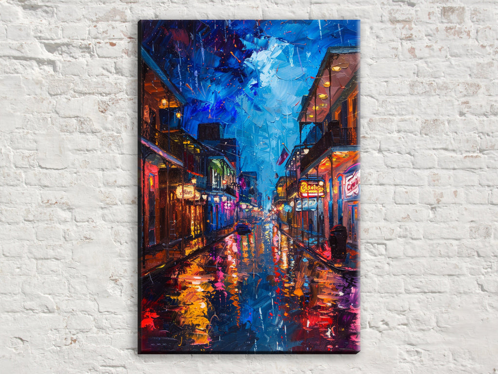 New Orleans Night Art – French Quarter Art on Large Gallery Wrapped Canvas, Ready to Hang