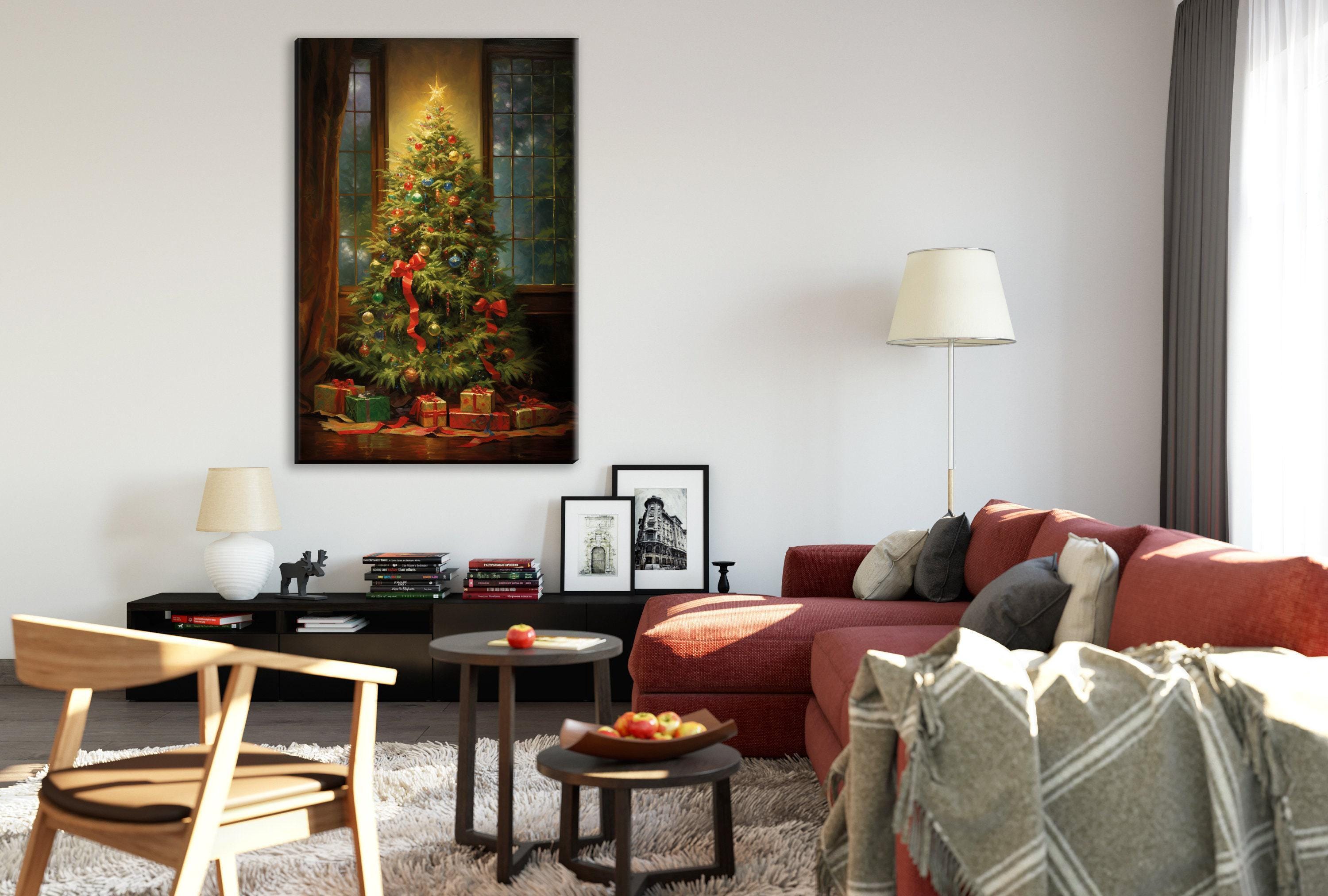 Oil Painting Christmas Tree - Large Gallery Wrapped Canvas | Ready to Hang Holiday Wall Art