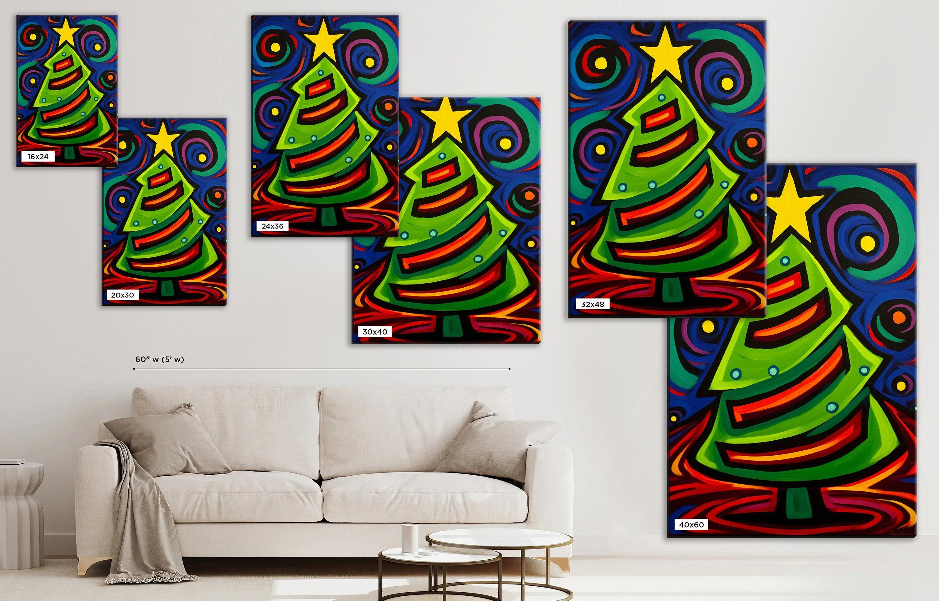 Cubist Christmas Tree Art - Gallery Wrapped Canvas with Scratch Resistant Frame