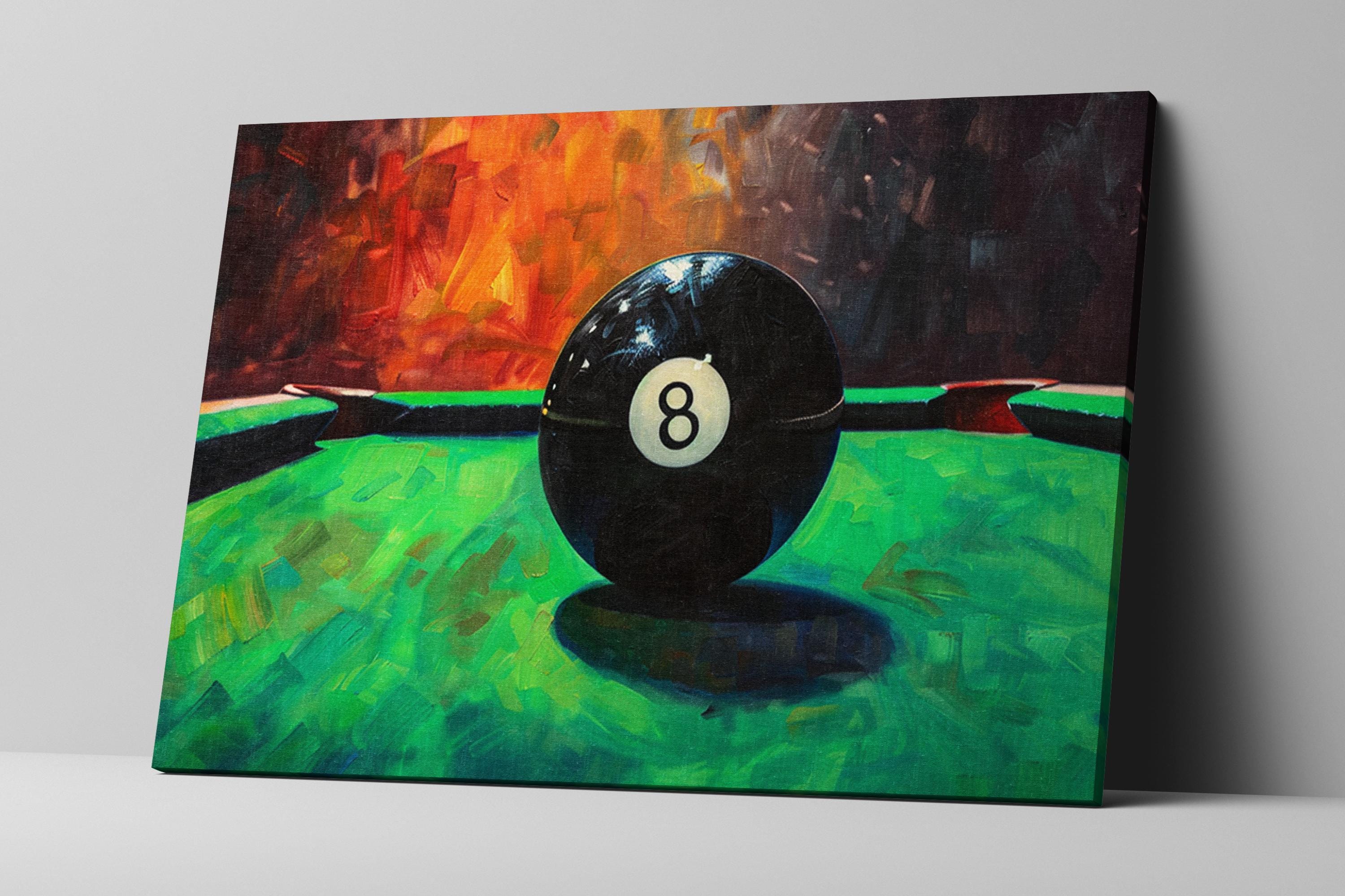 8 Ball Pool Art - Classic Pool Table Scene | Gallery Wrapped Canvas, Extra Large