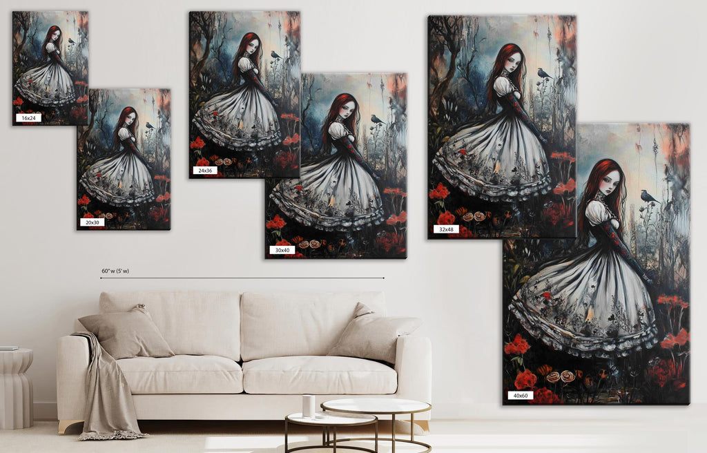 Gothic Alice Wall Art – Extra Large Framed Canvas Print, Ready to Hang