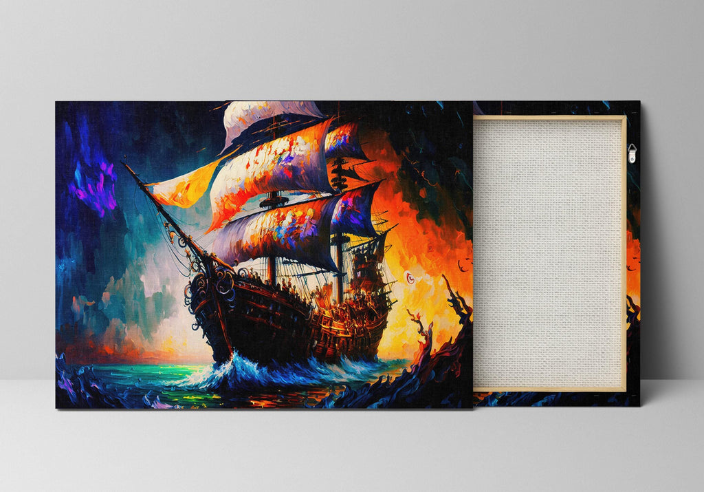 Pirate Ship Canvas – Colorful Kids Room Wall Art With Vibrant Pirate Painting