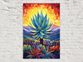 Blue Agave Painting - Vibrant Desert Sunset On UV Coated Canvas Print