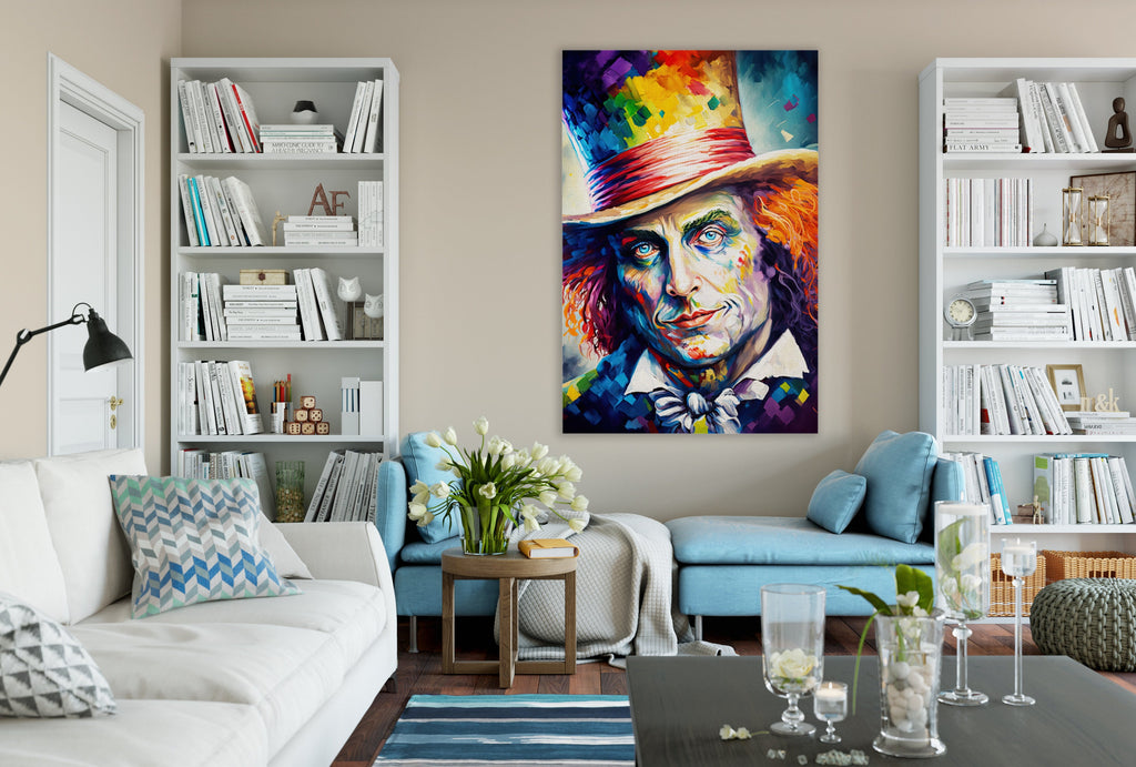 Mad Hatter Wall Art – Wonderland Canvas | Vibrant Fantasy Art Print on Wooden Frame
