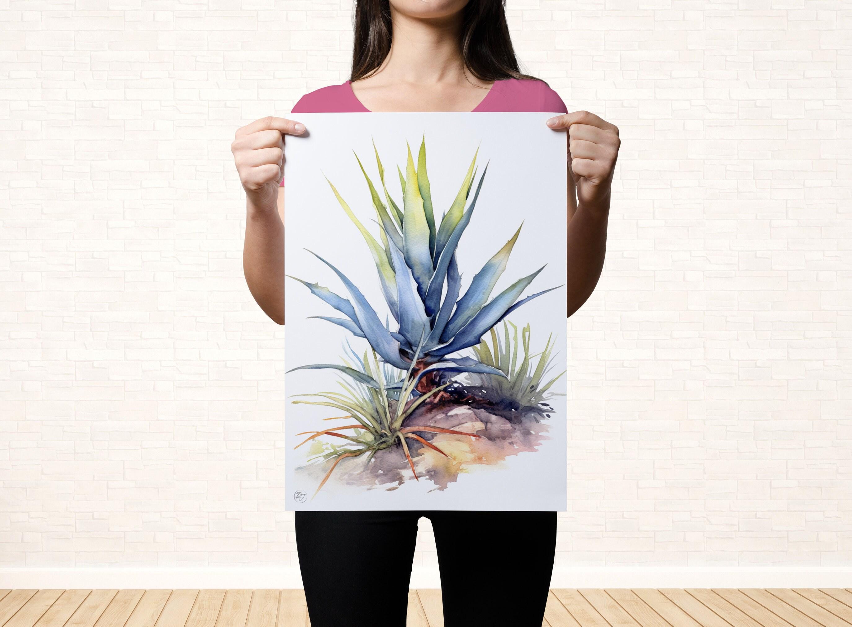 Desert Oasis: Southwest Agave Botanical Print, Giclee Print on Canvas, Artist Paper, Watercolor Paper, Available in Extra Large Sizes