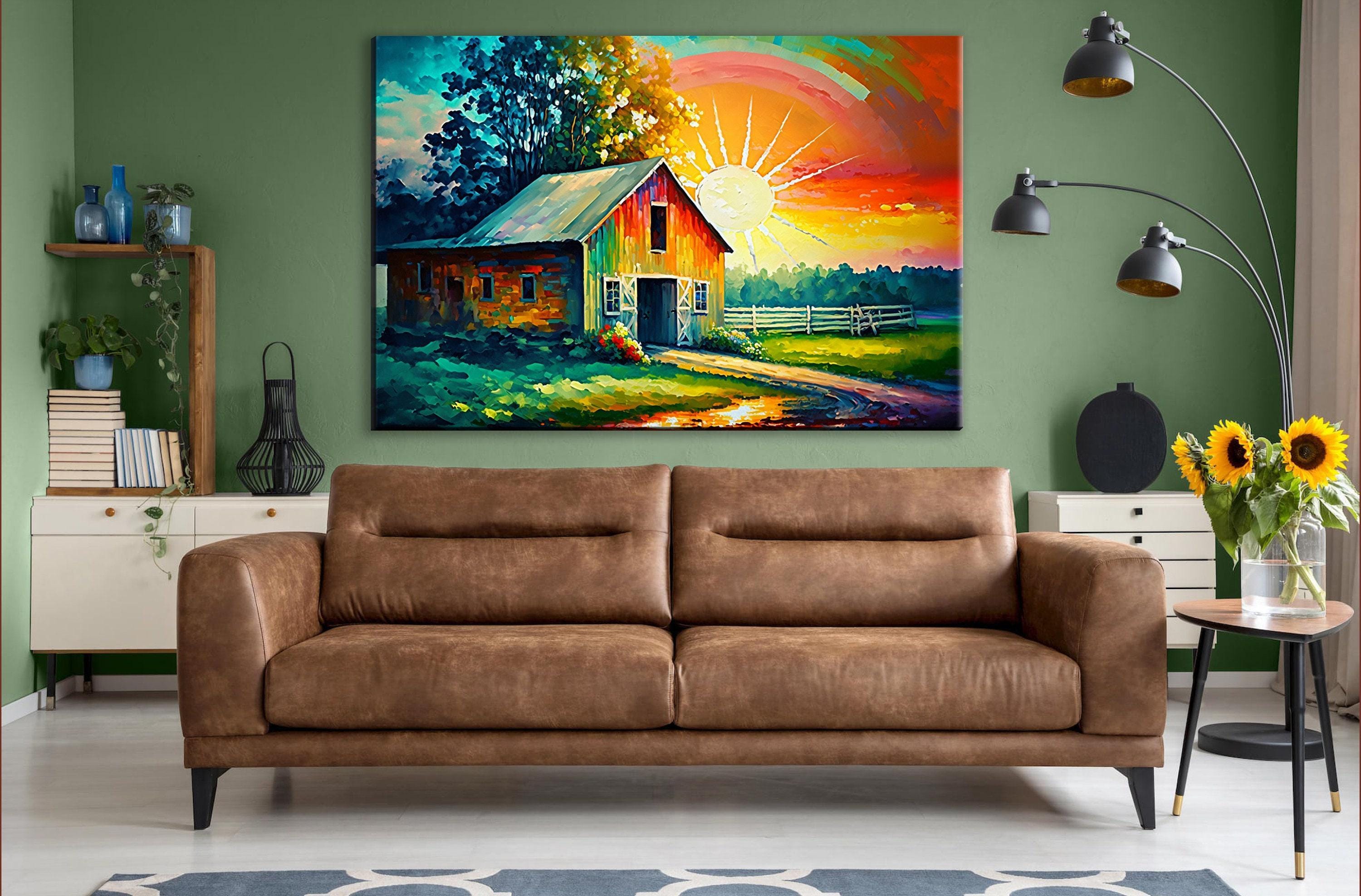 Rustic Farmhouse Wall Art - Large Canvas Print With Vintage Style Canvas & Wood Frame