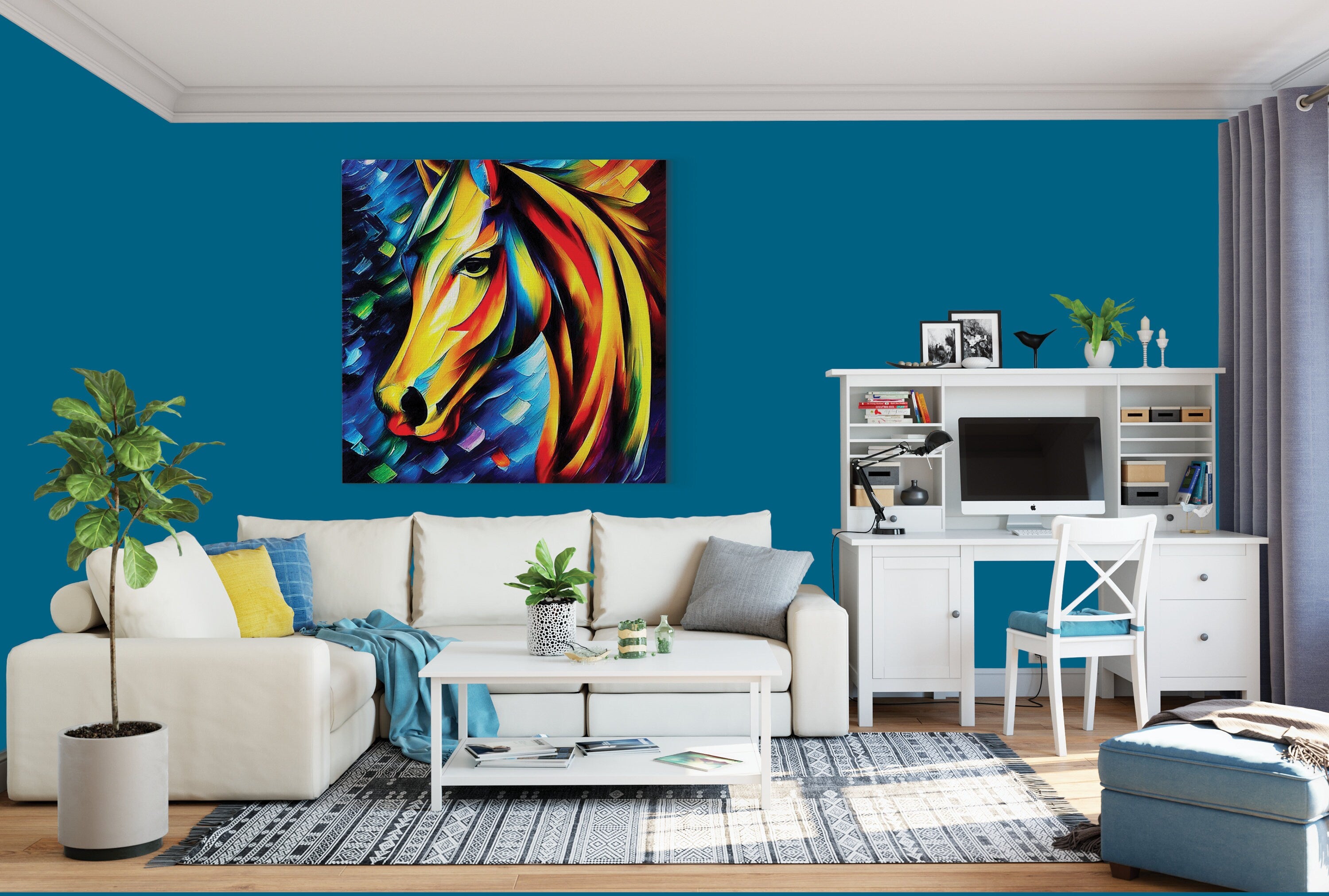 Colorful Horse Canvas | Vibrant Wall Art - Oil Painting Reproduction, Gallery Ready